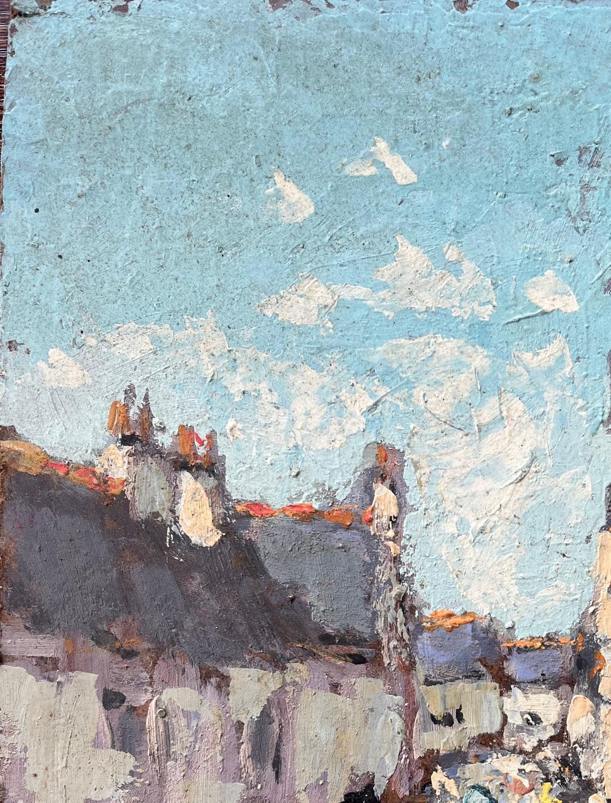 Fanch Lelstreet Scene With Figures And Church Spire In A Brittany Village1990 photo vinterior