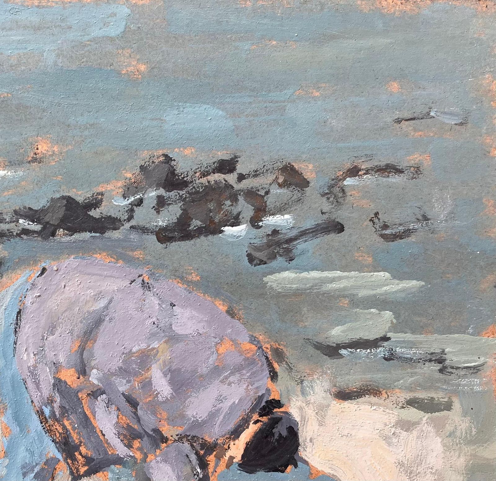 Fanch Lelle Pêcheur à Pied French Coastal Figure Painting Of Shoreline Foraging1999 photo Art