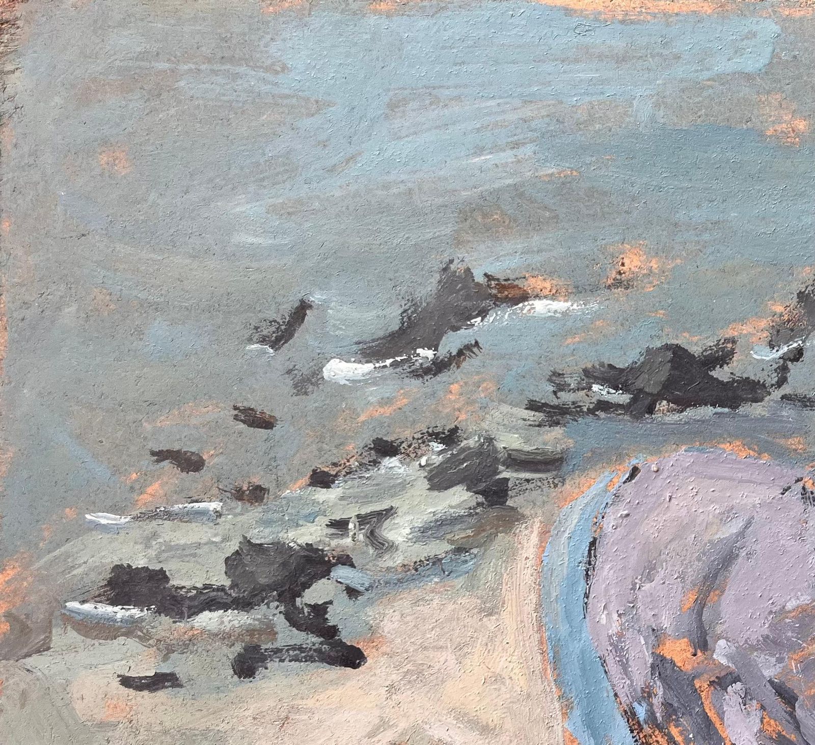 Fanch Lelle Pêcheur à Pied French Coastal Figure Painting Of Shoreline Foraging1999 photo vinterior