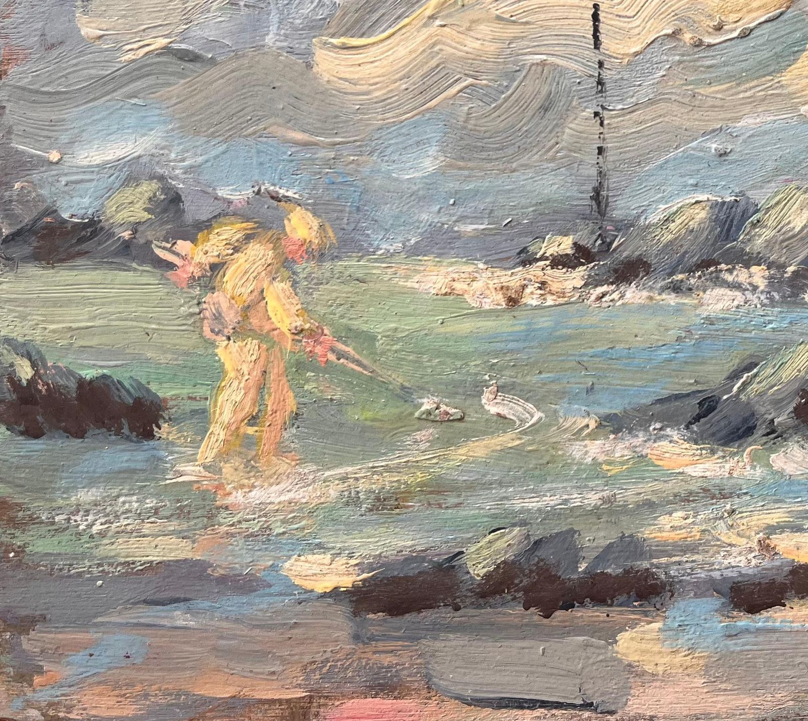 Fanch Lelmaui Bare Coastal Scene With French Fishermen In Stormy Weather By Fanch Lel photo Art
