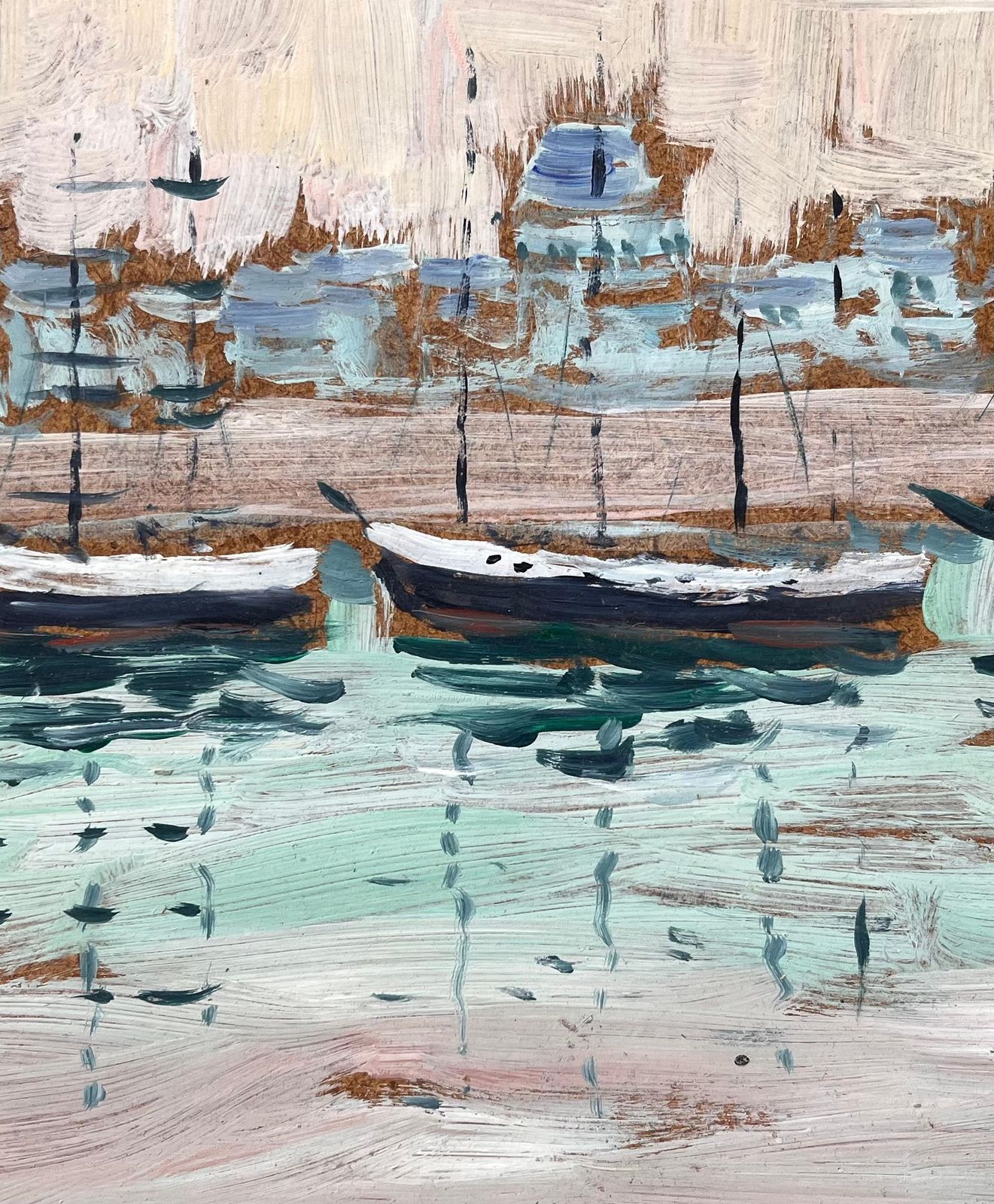 Fanch Lelvutien à St Malo French Coastal Painting Of Moored Boats By Fanch Lel1999 photo buy