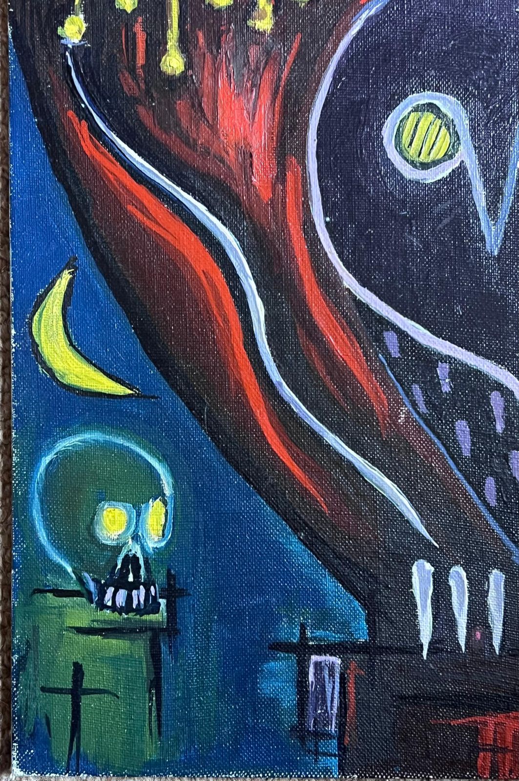 Raymond Guidot20th Century French Modernist Abstract Painting Figurative Work Skeletal Head photo for sale
