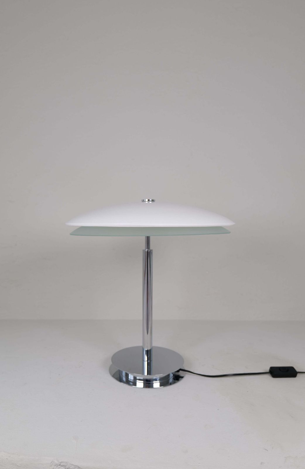 Space Age Fontana Arte "Tris" Glass Table Lamp With Chrome Base Italy, Ca 2000 photo buy
