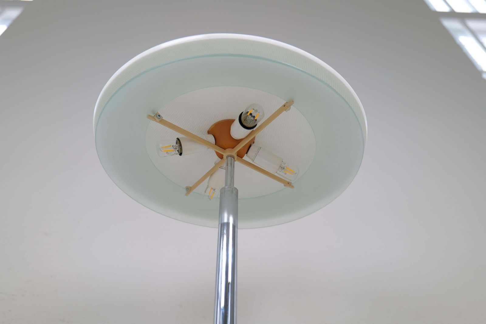 Lighting Space Age Fontana Arte "Tris" Glass Table Lamp With Chrome Base Italy, Ca 2000 photo
