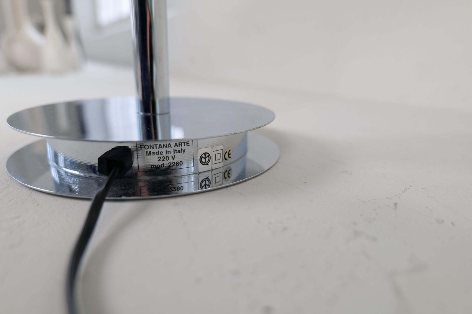 1613.0 Space Age Fontana Arte "Tris" Glass Table Lamp With Chrome Base Italy, Ca 2000 photo