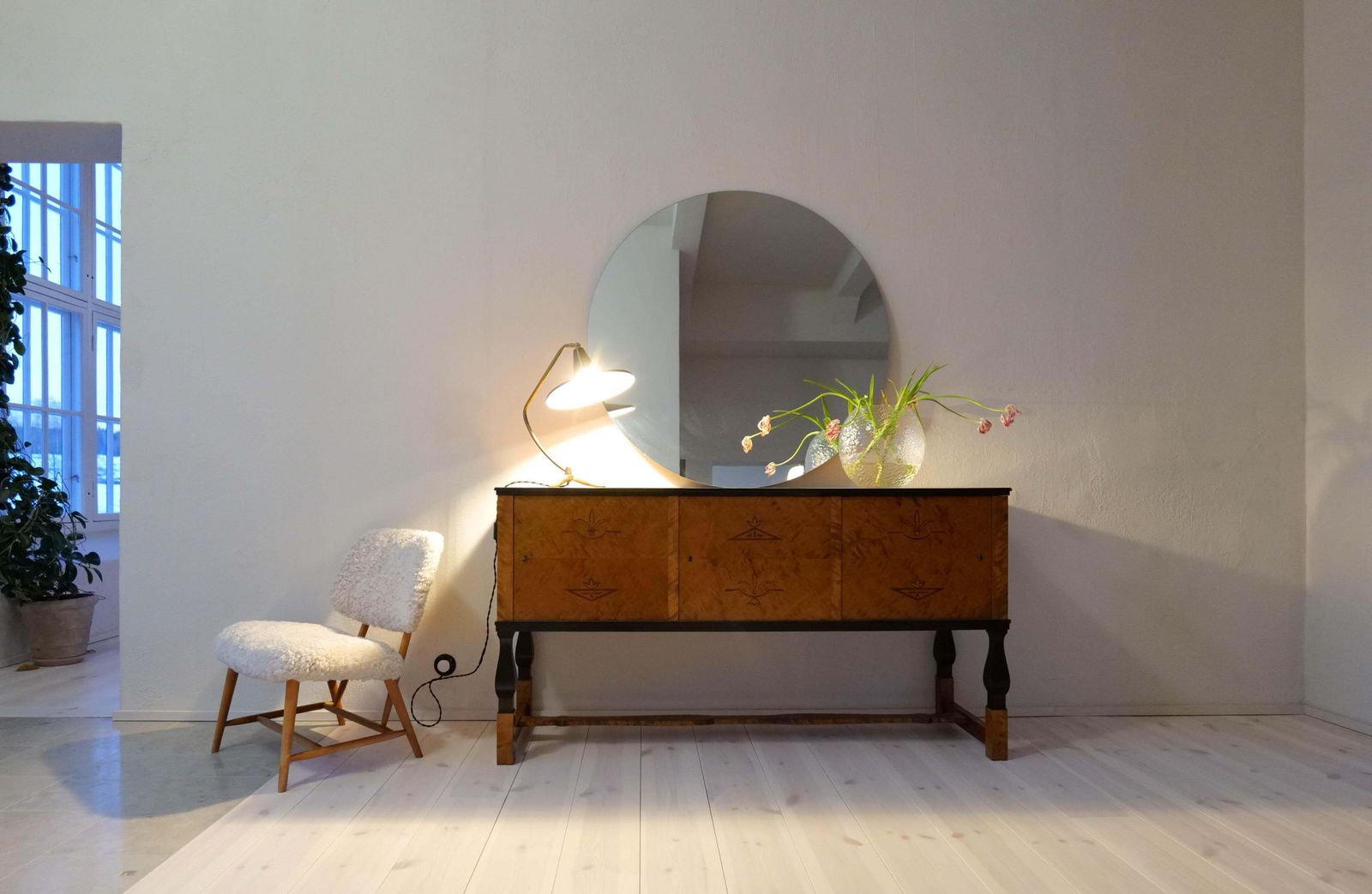 Midcentury Modern "Teve" Chair In Sheepskin/Shearling Alf Svensson, Sweden, 1955 photo Furniture