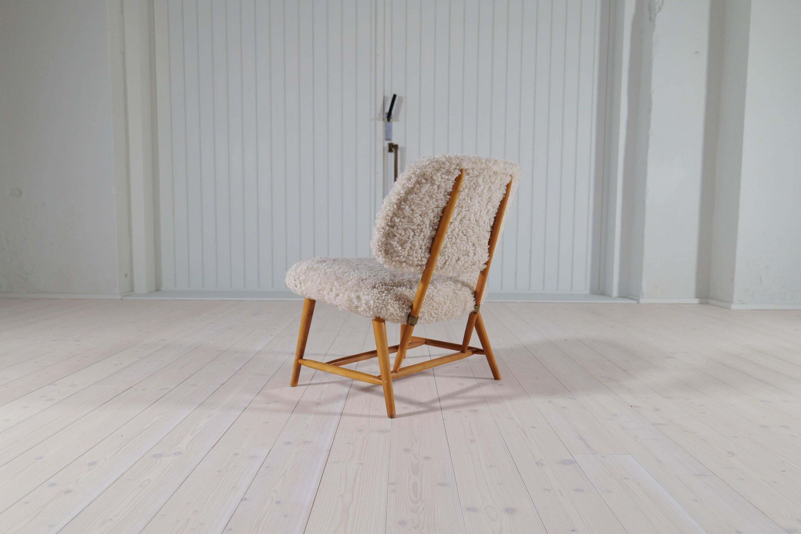 photo for sale Midcentury Modern "Teve" Chair In Sheepskin/Shearling Alf Svensson, Sweden, 1955