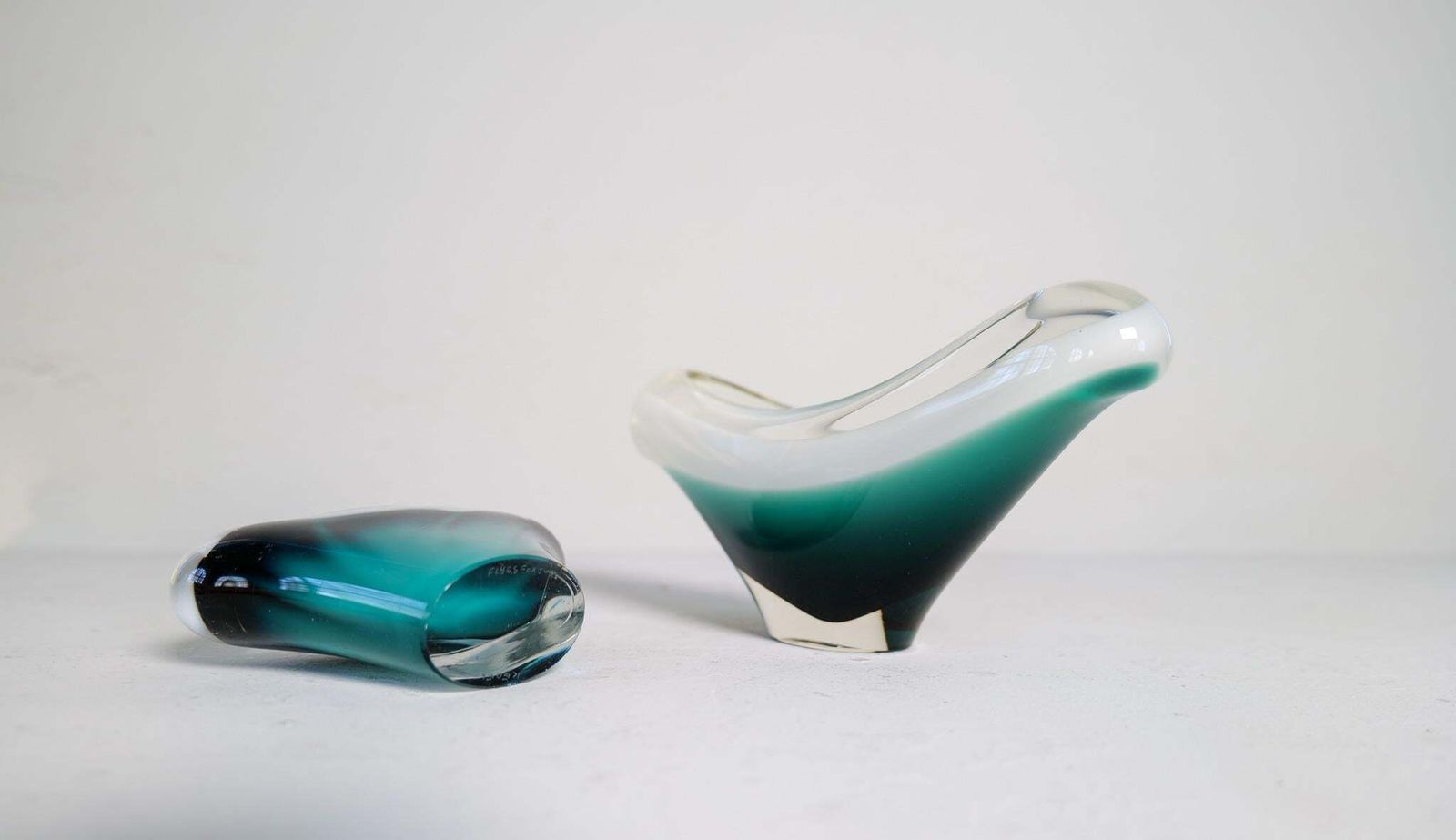 Art Midcentury Modern Set Of 6 Art Glass Pieces "Coquille" , Flygfors Sweden 1955 photo