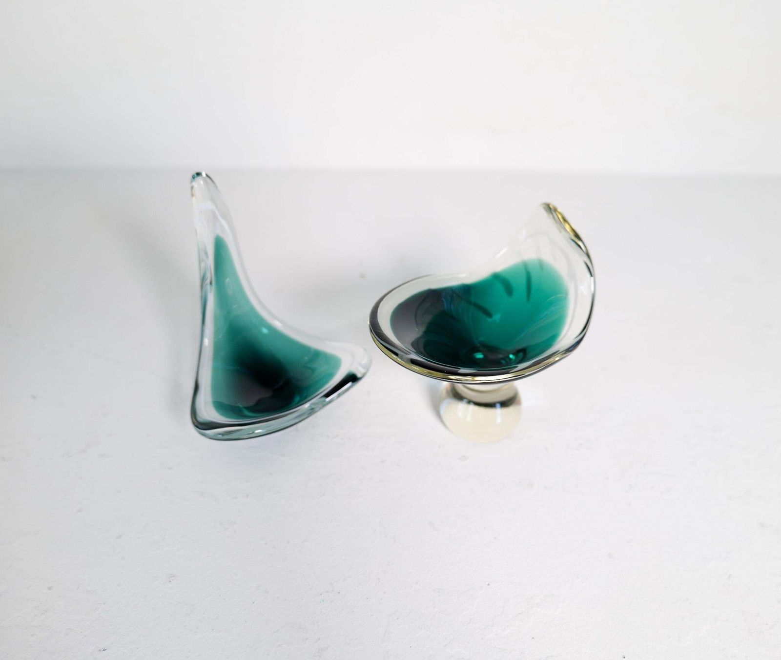 photo buy Midcentury Modern Set Of 6 Art Glass Pieces "Coquille" , Flygfors Sweden 1955