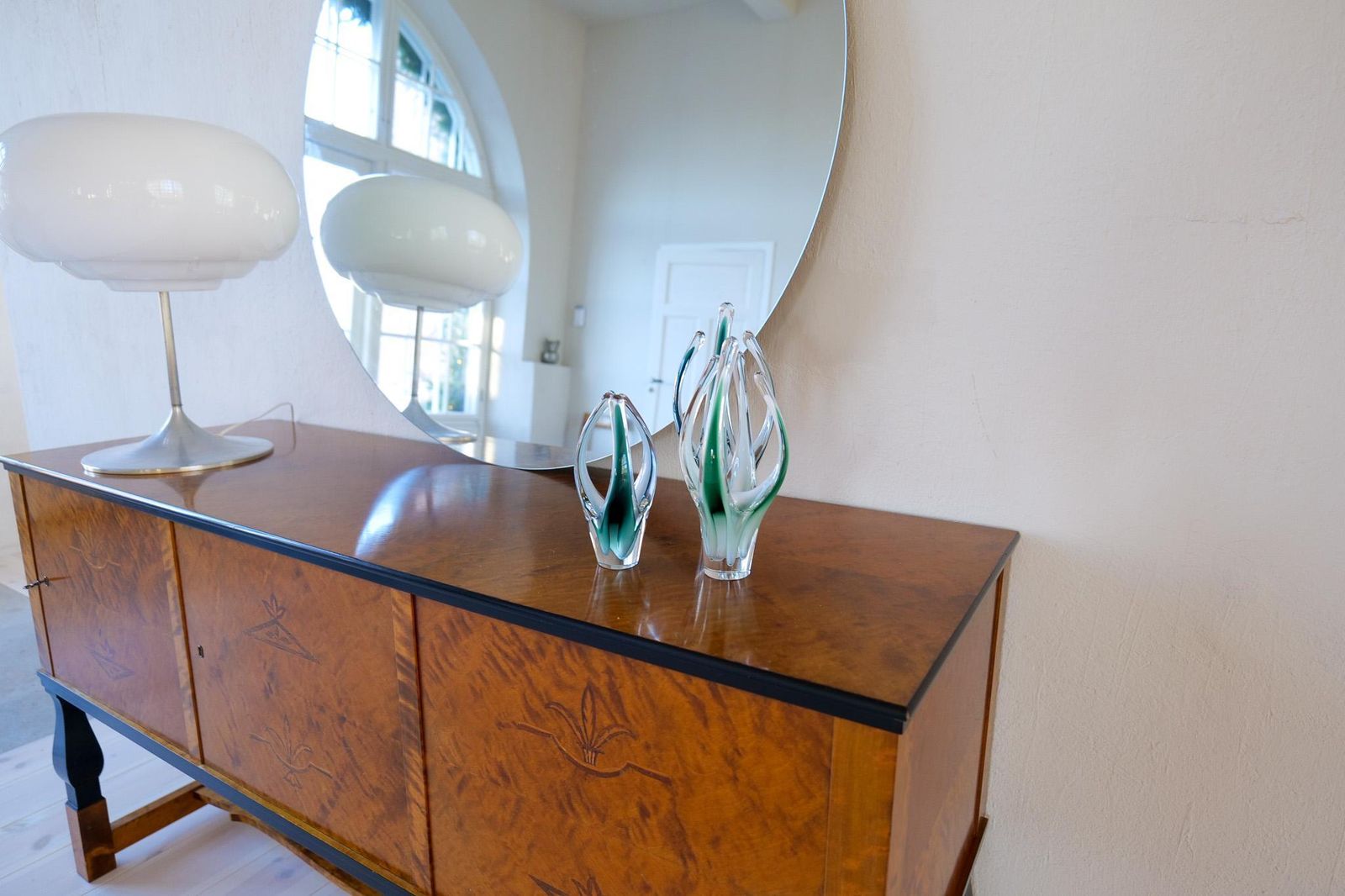 photo for sale Midcentury Modern Set Of 3 Art Glass Pieces "Coquille" , Flygfors Sweden 1955