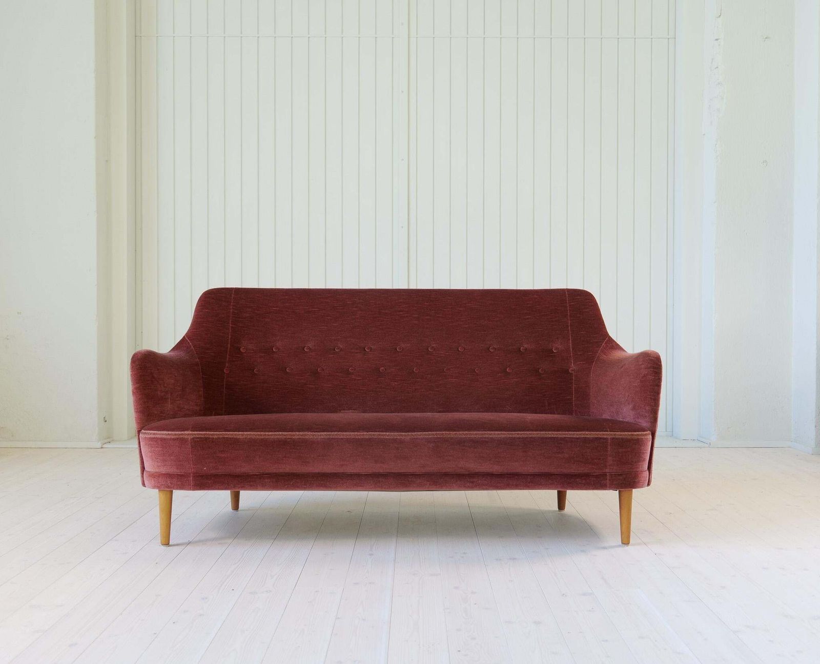 Midcentury Modern Rare Carl Malmsten Velvet "Samsas" Sofa Sweden, 1960s photo for sale