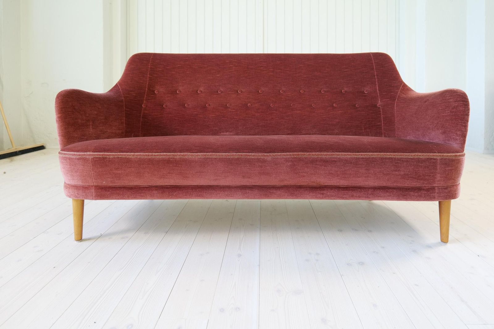 Midcentury Modern Rare Carl Malmsten Velvet "Samsas" Sofa Sweden, 1960s photo 6004.0