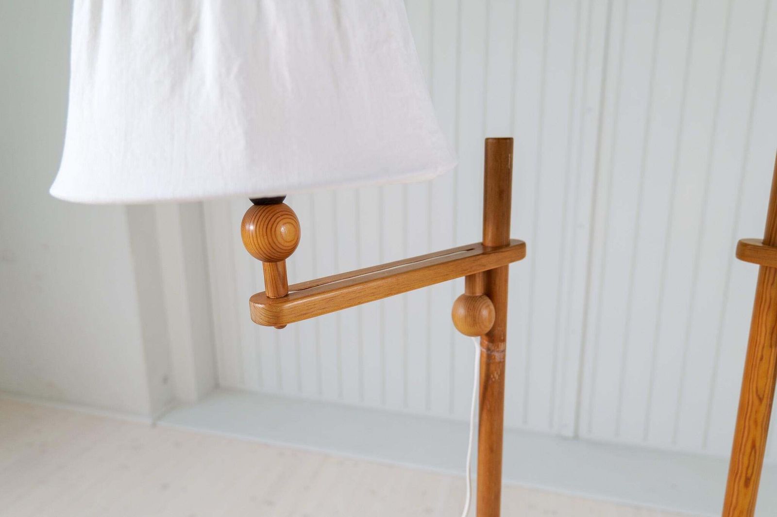 Scandinavian Modern Sculptural Floor Lamps In Pine, Yngve Ekström Sweden 1970s photo vintage