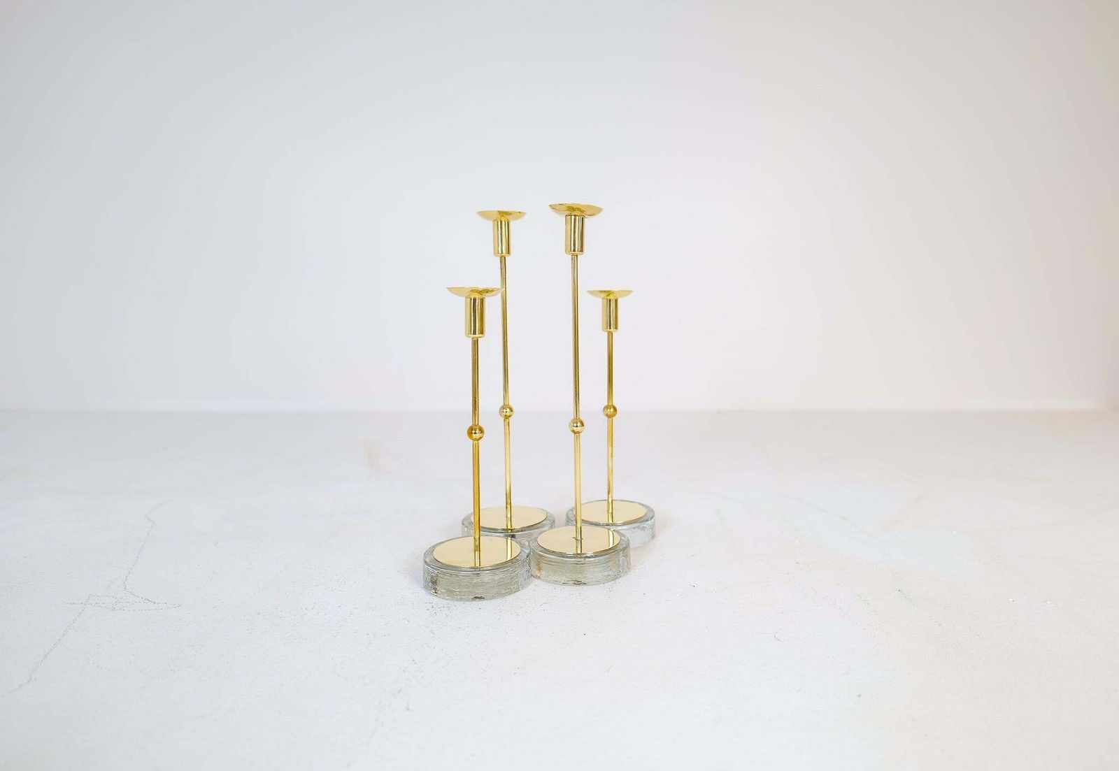 Mid Century Set Of 4 Candleholders Ystad Metall, Sweden, 1950s photo 1501.0