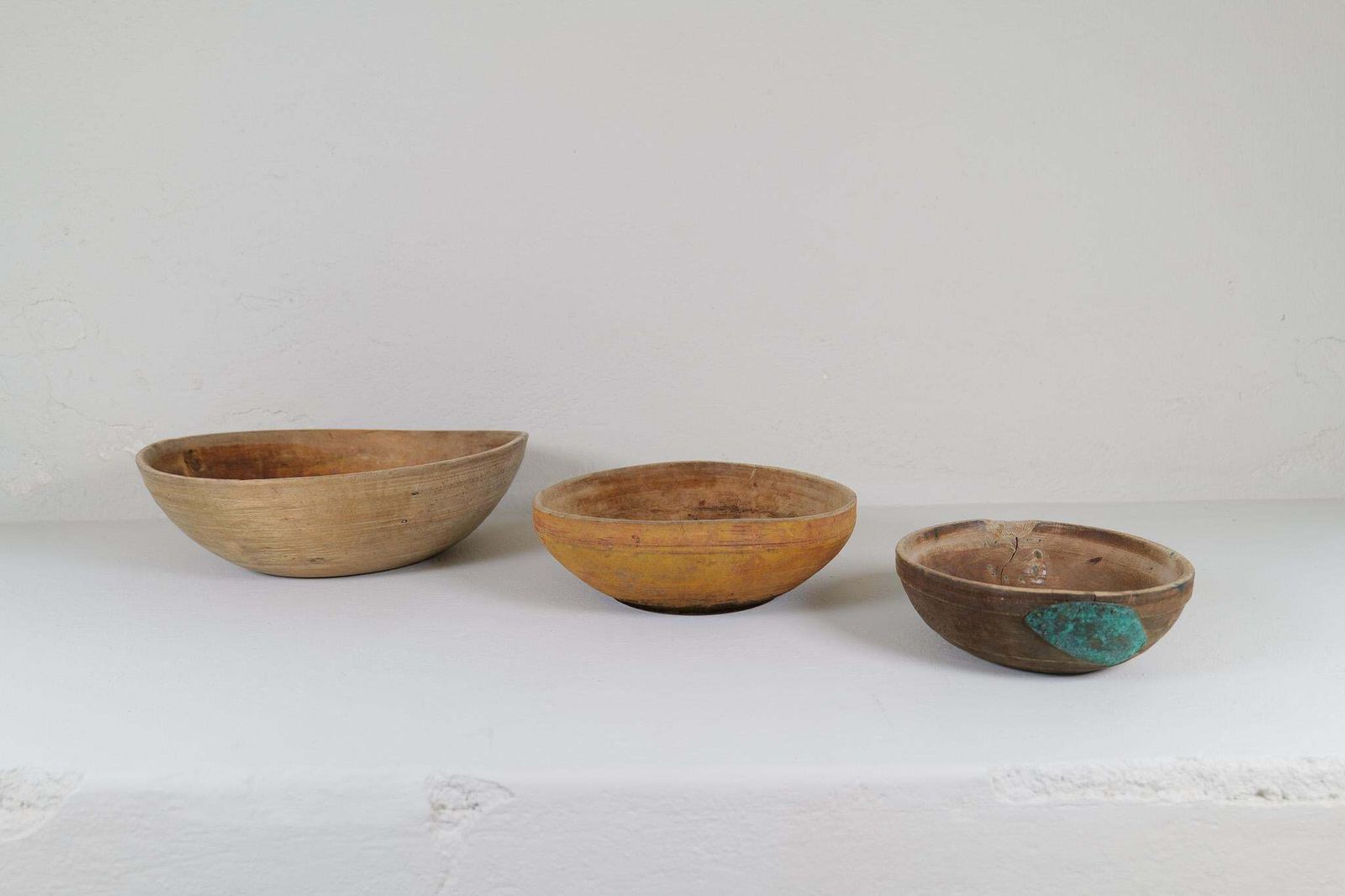 Set Of Three Swedish Folk Art, Unique 19th Century Farmers Bowls photo for sale