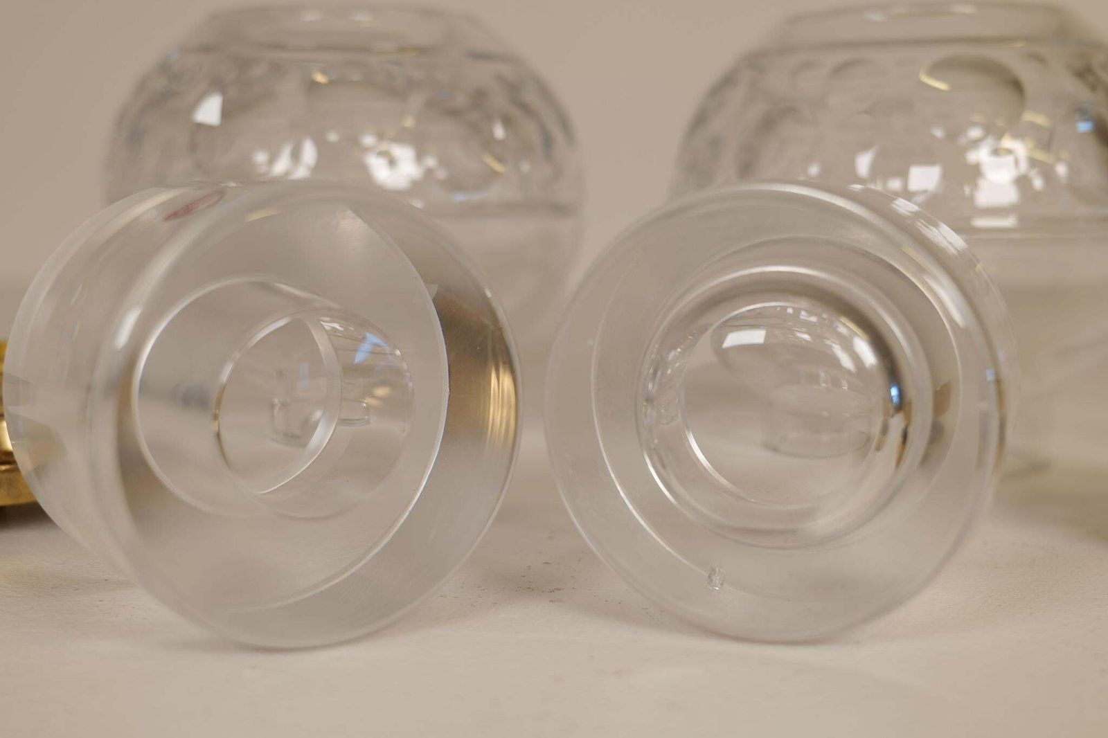 photo vinterior Scandinavian Modern Pair Of Heavy Clear Crystal Candle Holders Orrefors Sweden