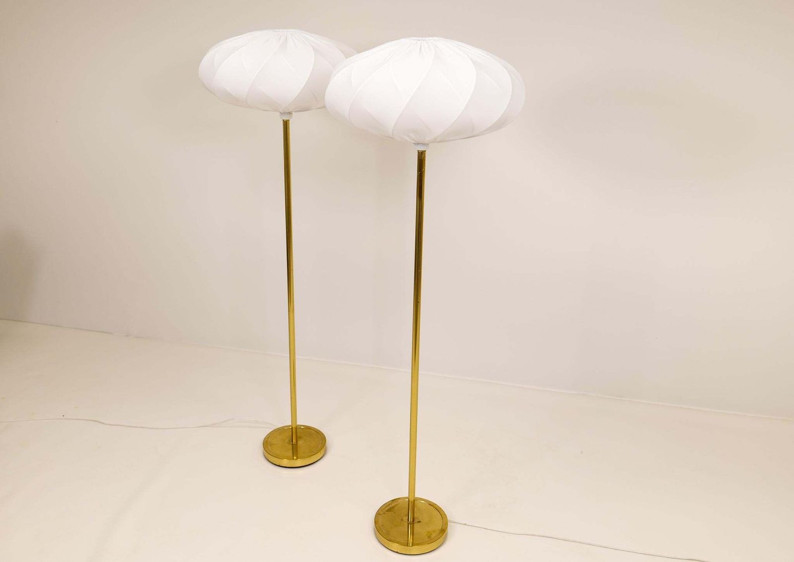 photo furniture Scandinavian Modern Floor Lamps In Brass "Enco", Sweden, 1970s