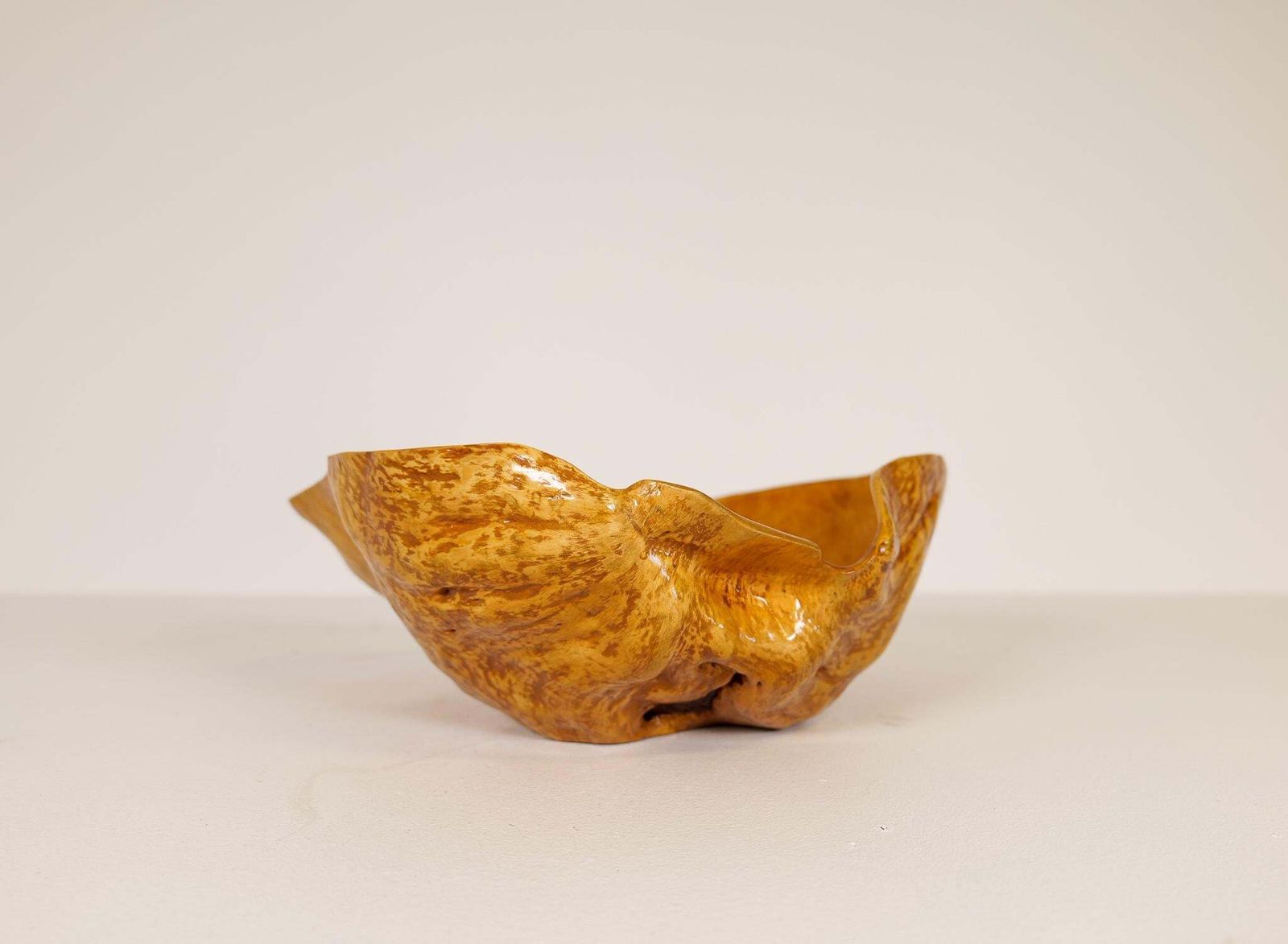 Swedish Folk Art Large Organic Burl Curly Grain Birch Bowl, 1962 photo Home Decor