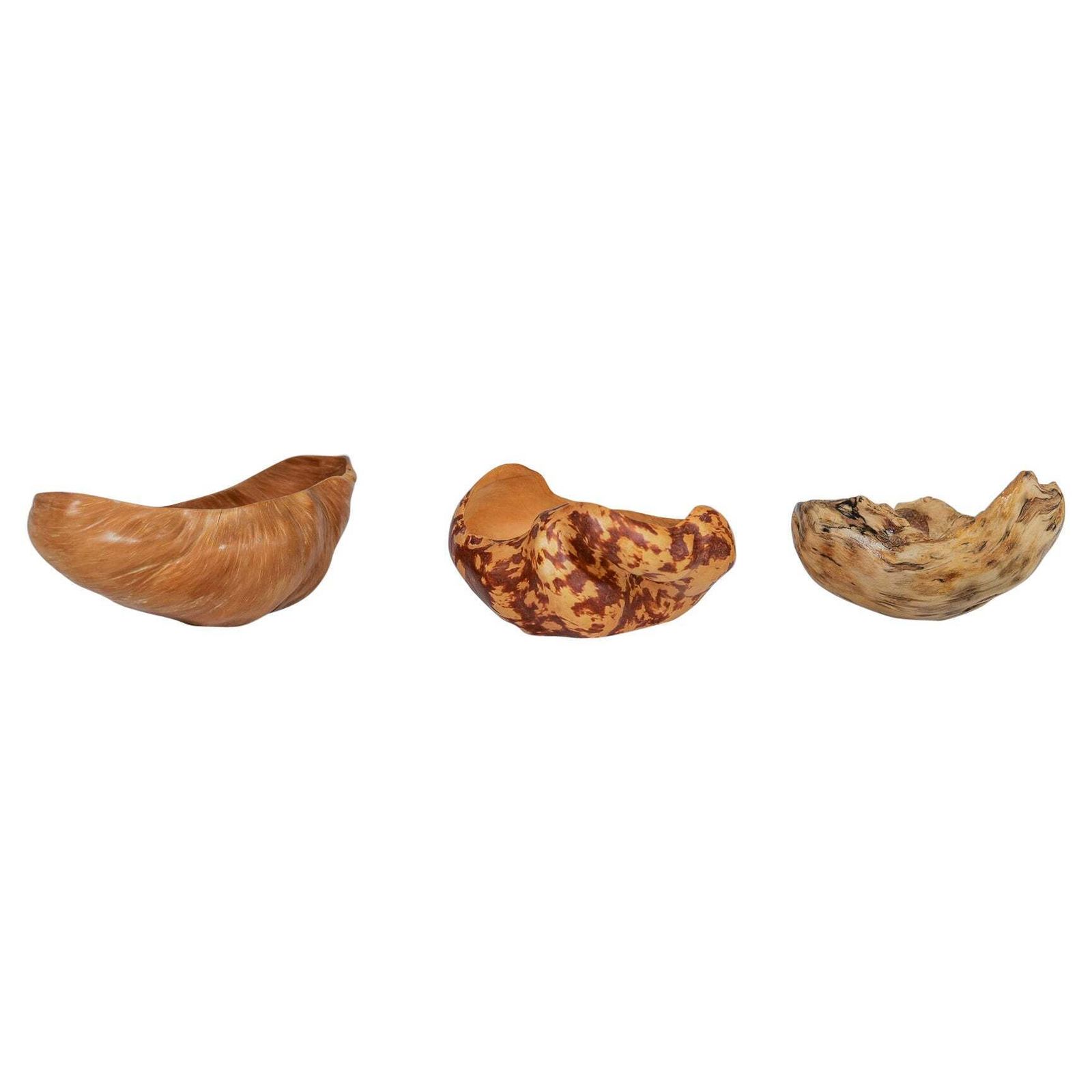 Set Of 3 Swedishs Folk Art Organic Burl Bowls, Circa 1960 1970s