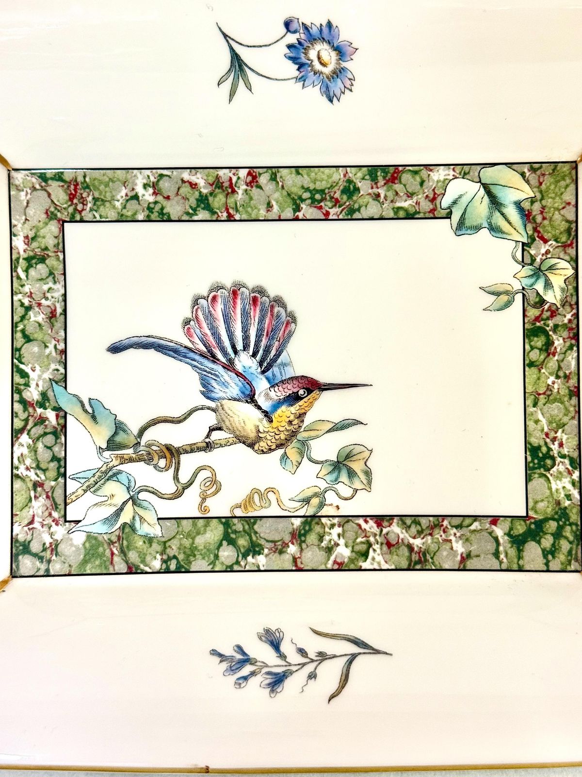 Wedgwood Bone China Tray – Hummingbird & Floral Design, England, 1991 photo for sale