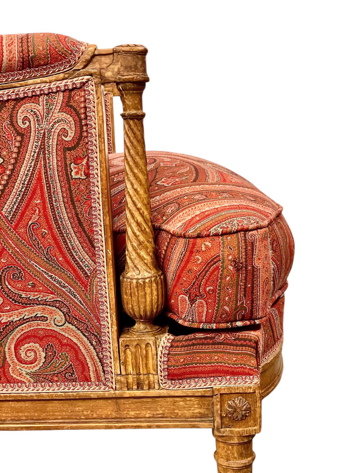 Furniture 18th Century Directoire Bergère Chair With Paisley Upholstery photo