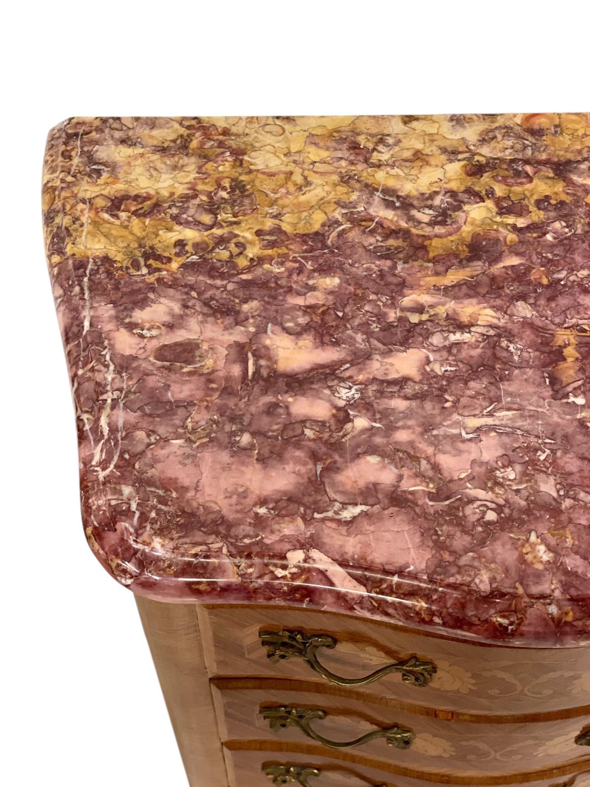 Louis XV Style Marquetry Chiffonnier With Pink Marble Top And Ormolu Mounts photo vintage
