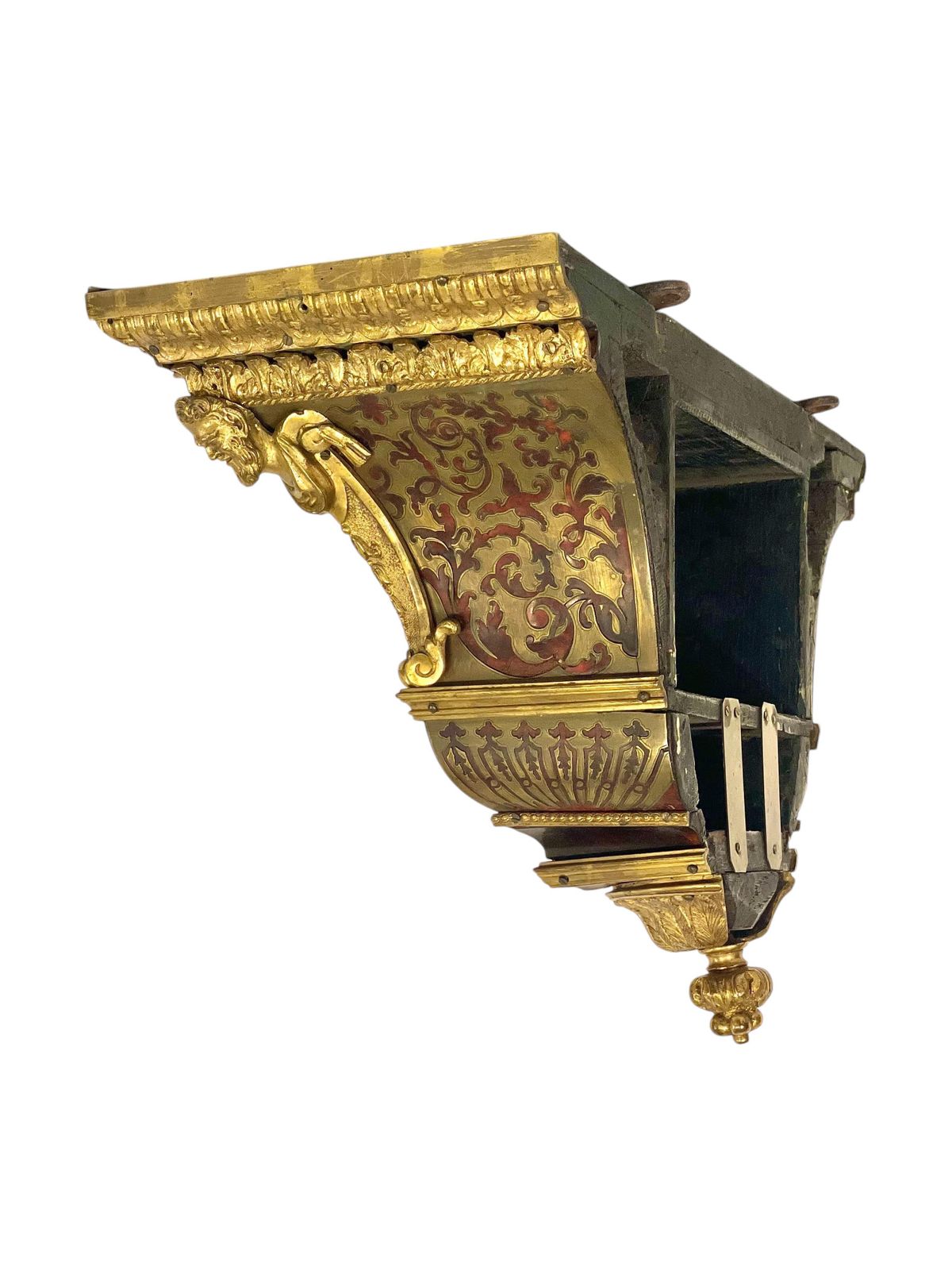 2426.0 19th Century Wall Bracket Console With Gilt Bronze Mask And Satyrs photo
