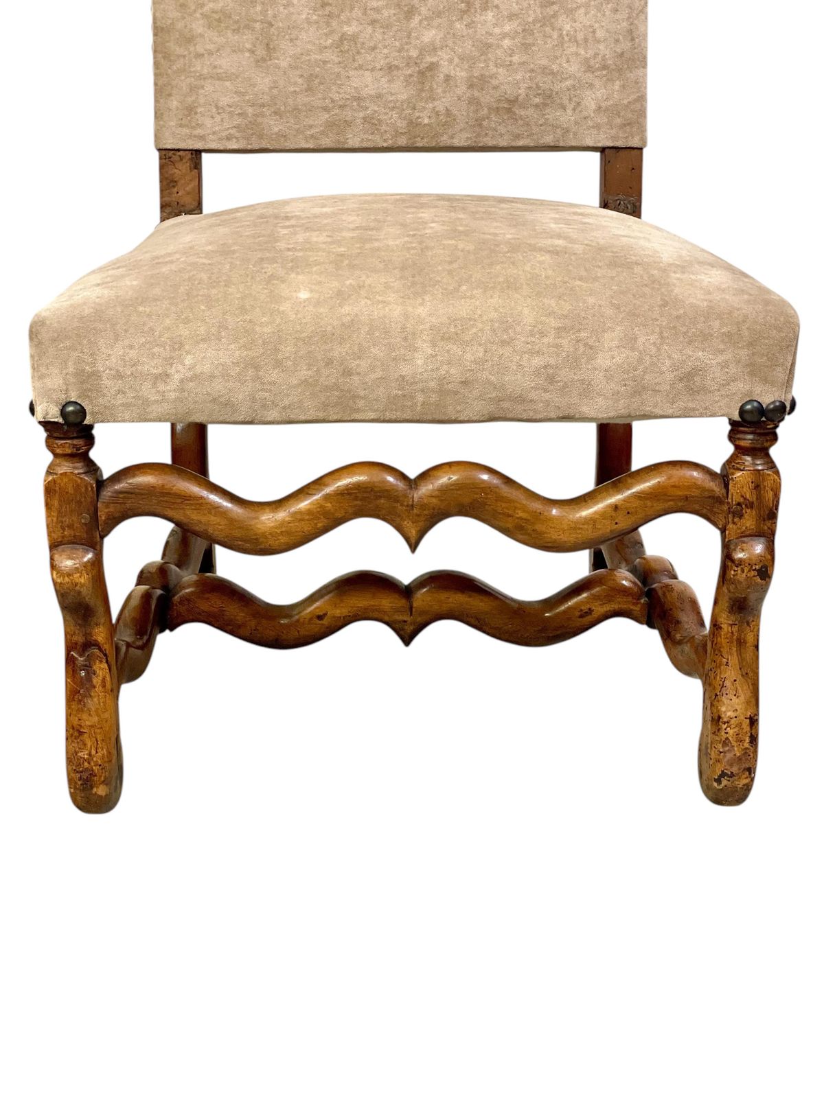 Three 17th Century Louis XIII Walnut Chairs With Velvet Upholstery photo vinterior