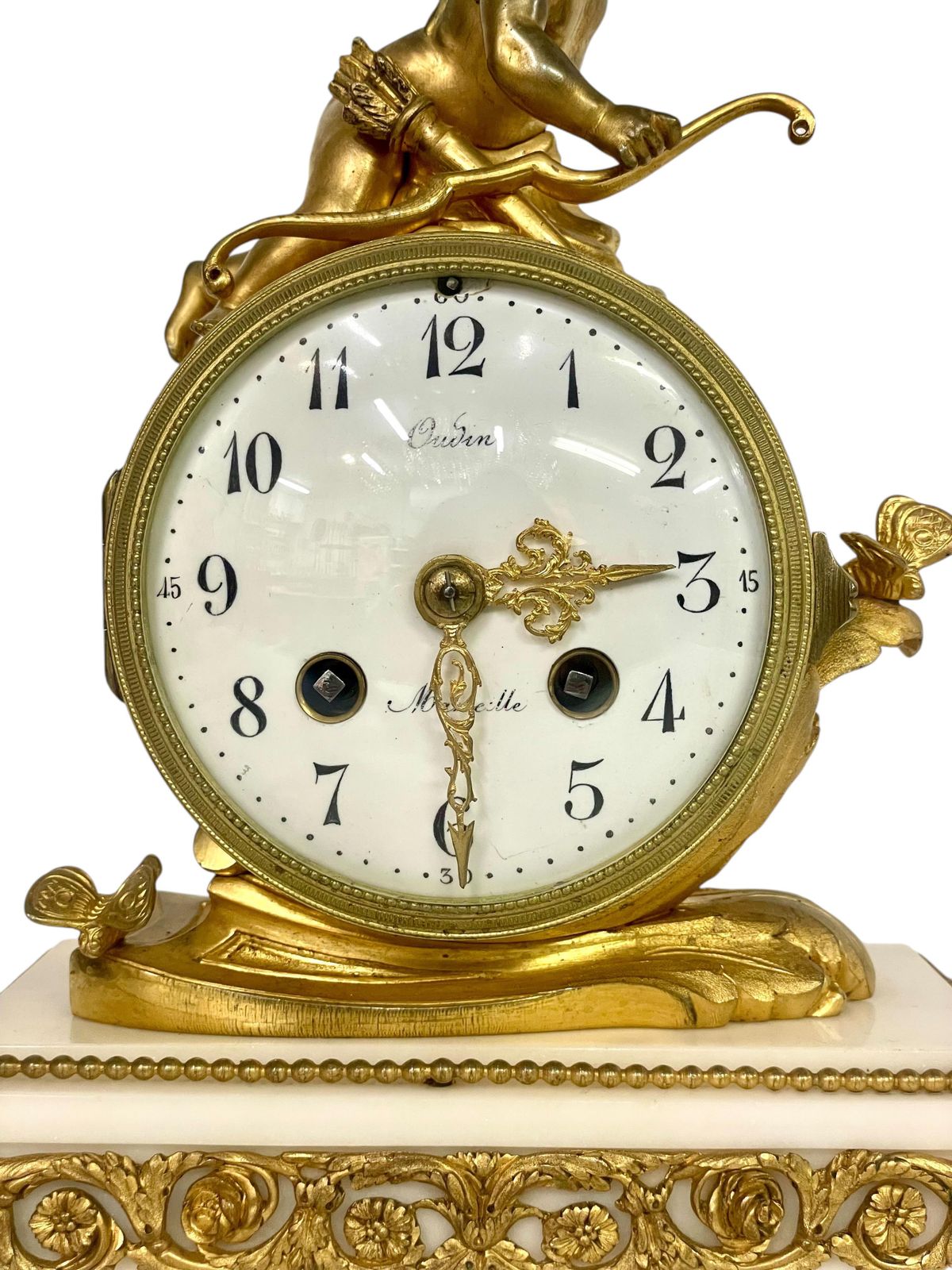 19th Century Gilt Bronze And Marble Clock, Signed Oudin à Marseille photo furniture