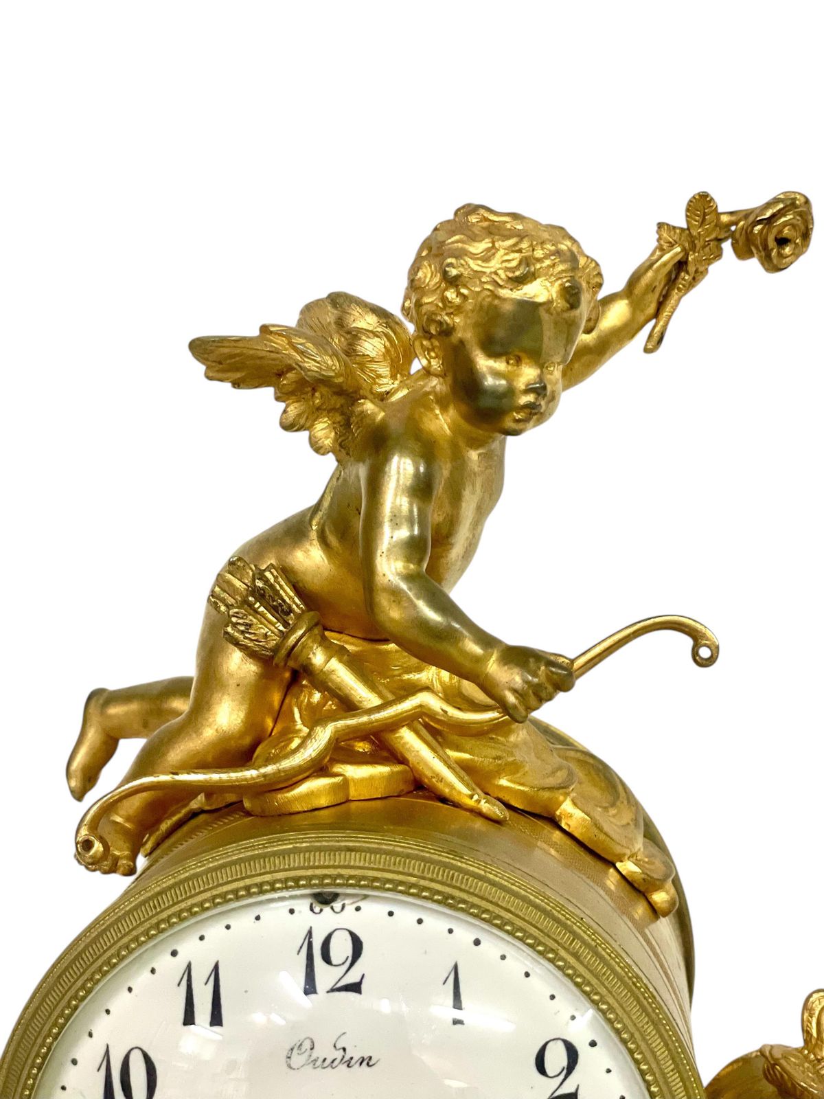 19th Century Gilt Bronze And Marble Clock, Signed Oudin à Marseille photo for sale