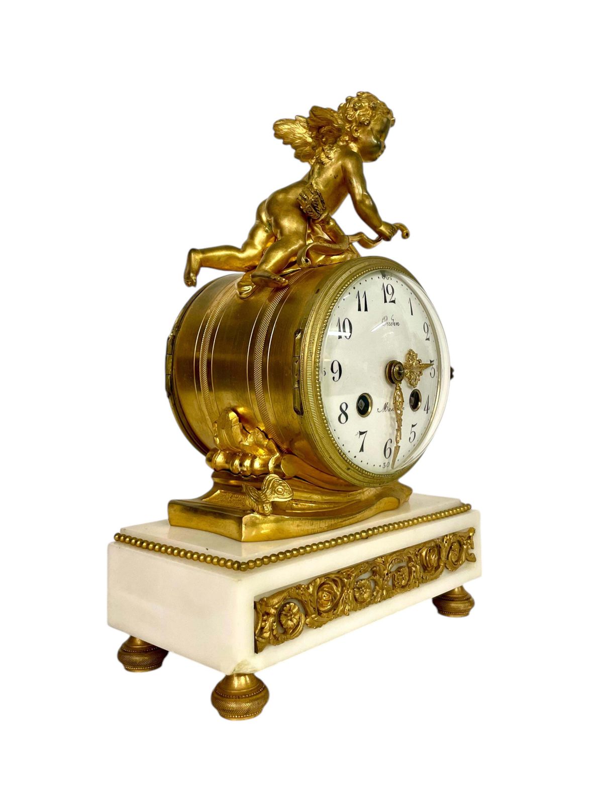 19th Century Gilt Bronze And Marble Clock, Signed Oudin à Marseille photo Home Decor