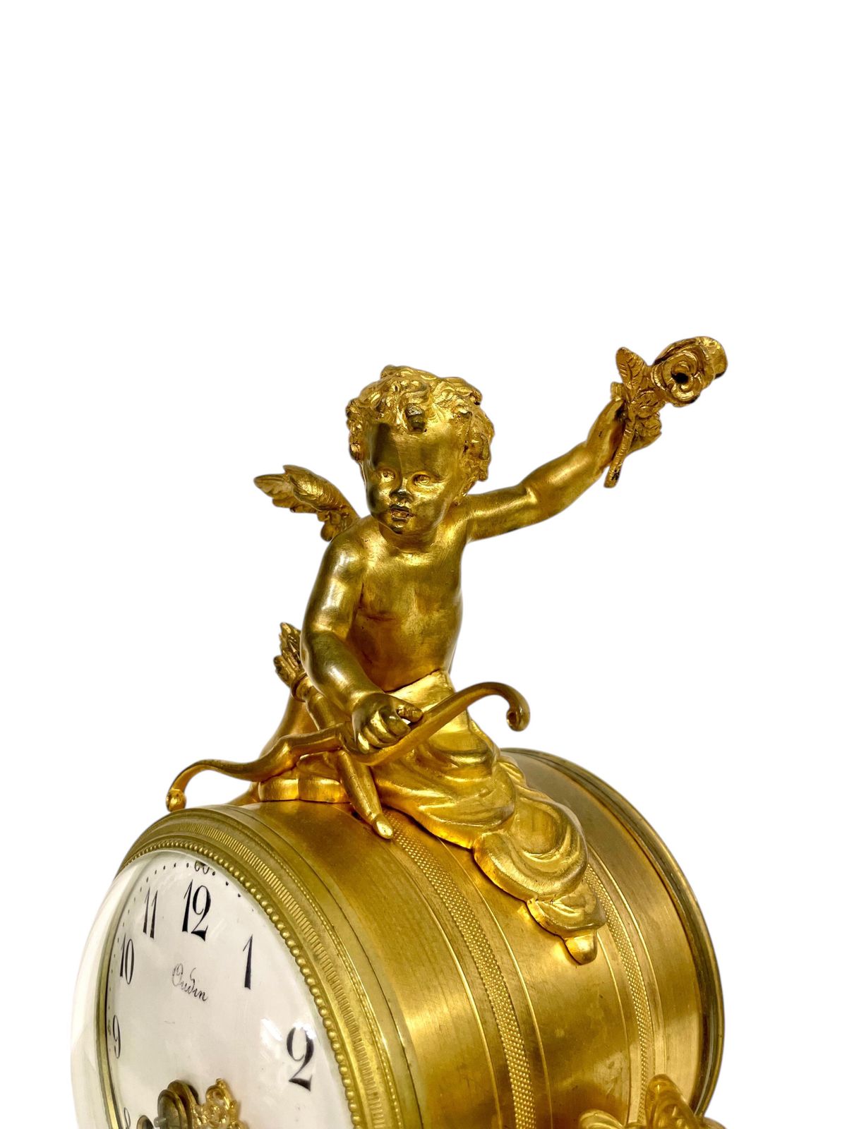 19th Century Gilt Bronze And Marble Clock, Signed Oudin à Marseille photo buy