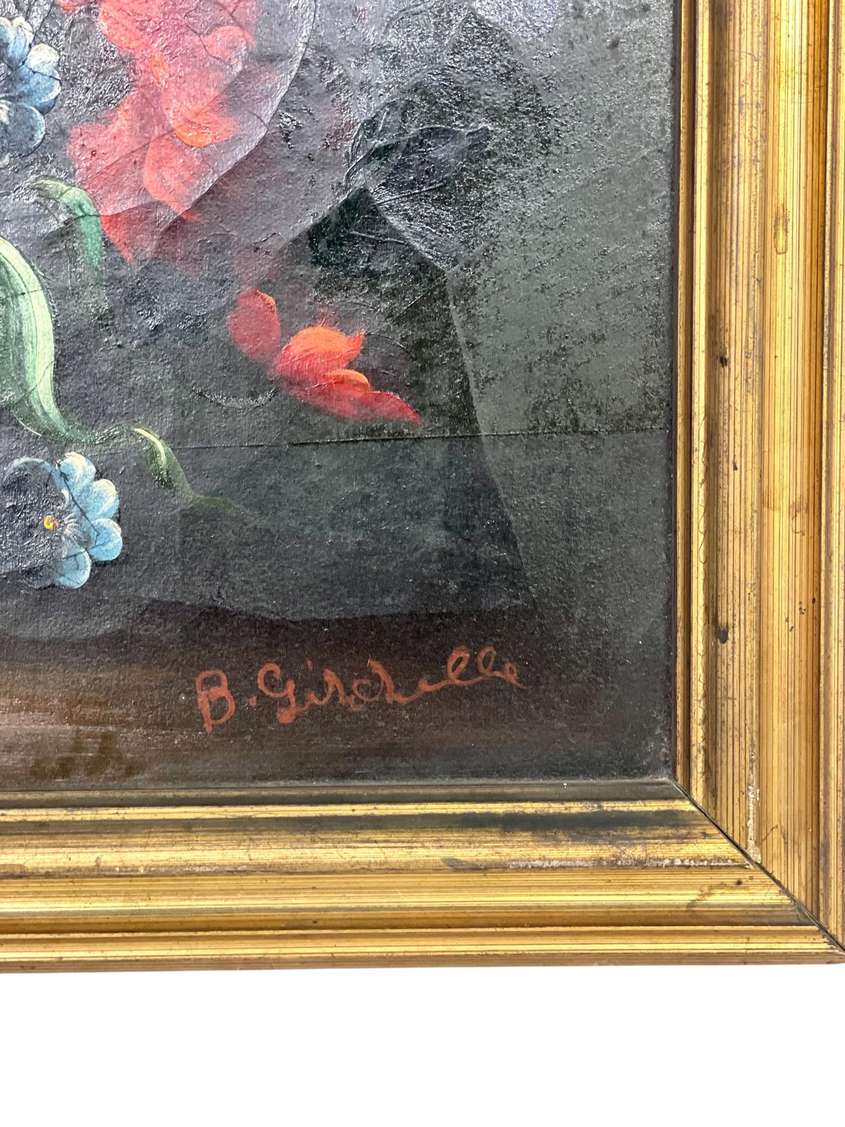 Floral Oil Painting Signed B. Girodelle, 19th Century photo vinterior