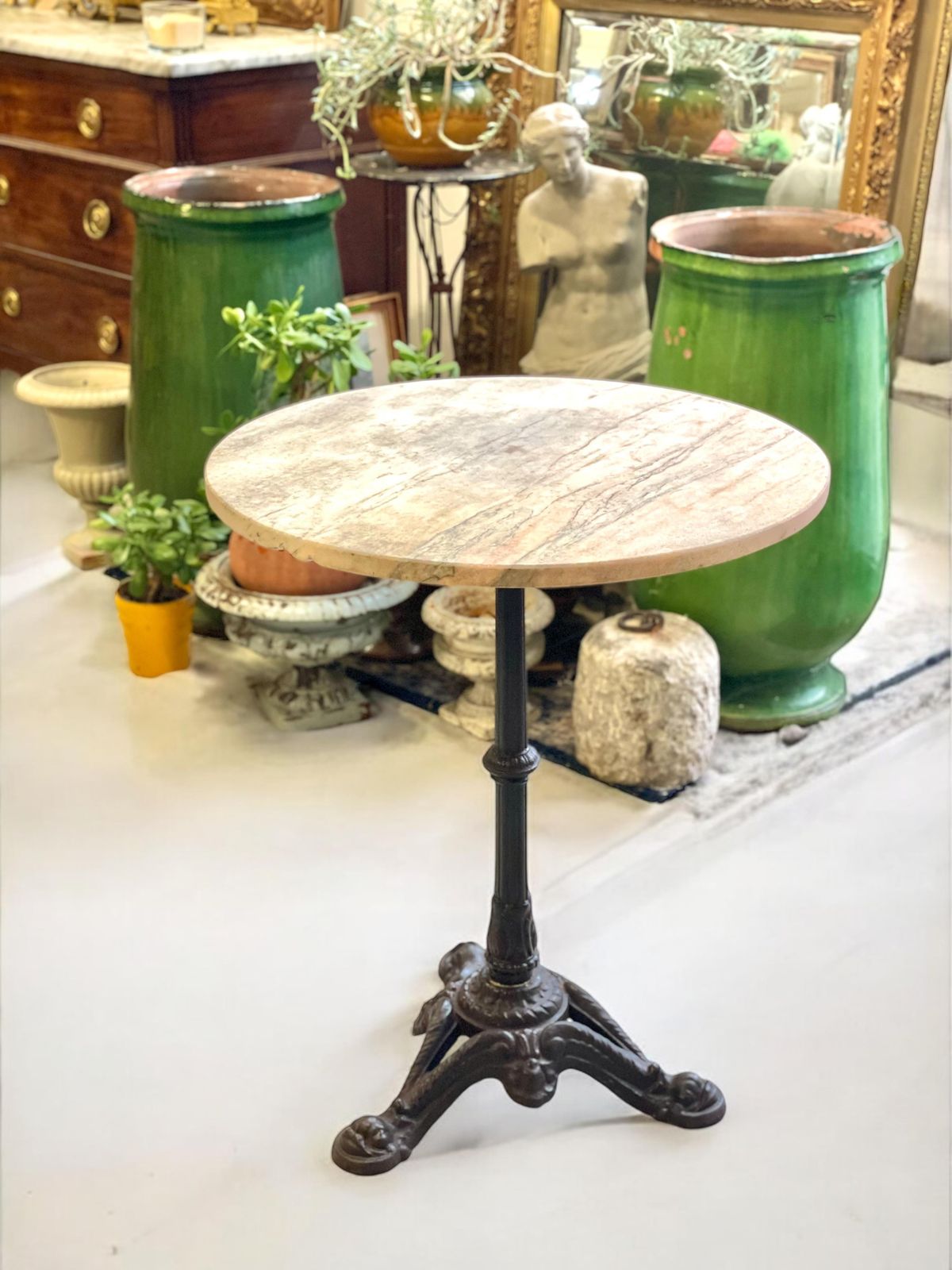 Furniture 19th Century French Marble Top And Cast Iron Bistro Table photo