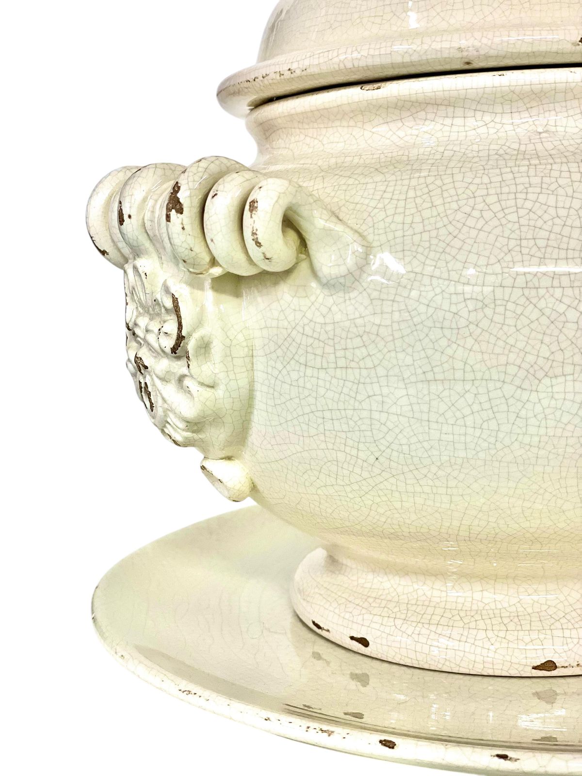 Ceramic Crackle Gazle Tureen With Lid And Plate, 19th Century photo vinterior