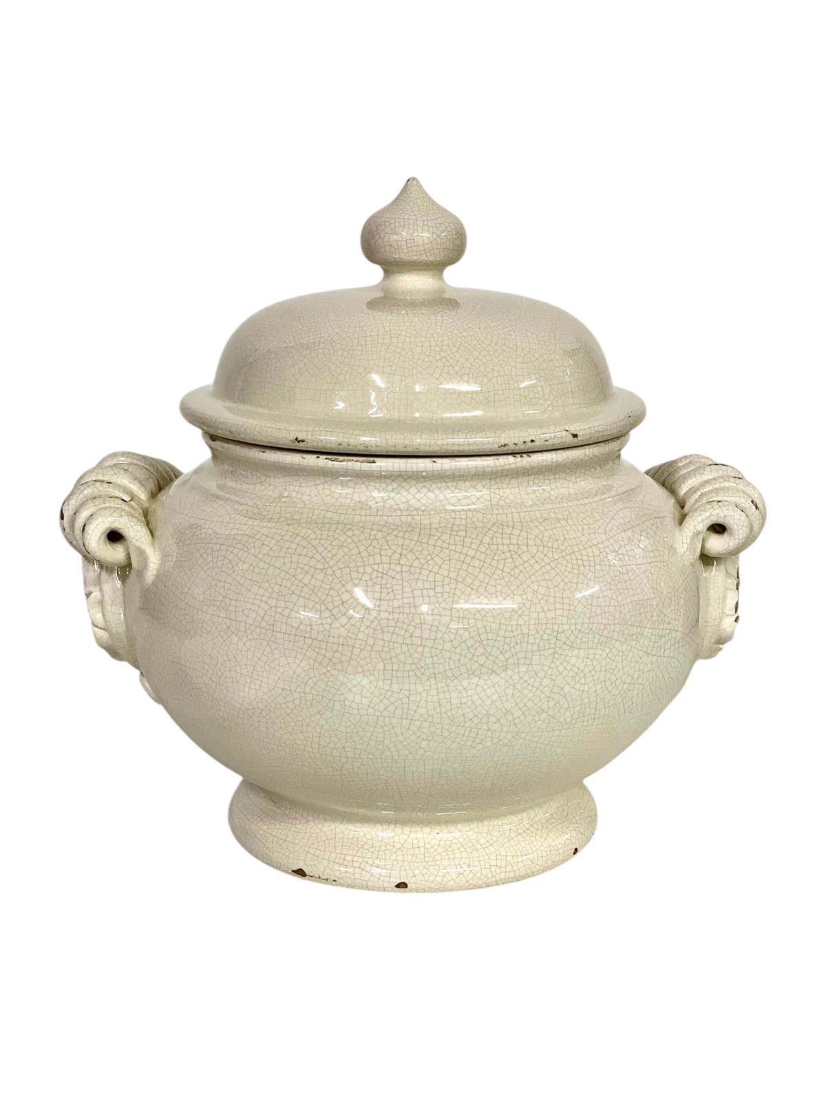 photo furniture Ceramic Crackle Gazle Tureen With Lid And Plate, 19th Century