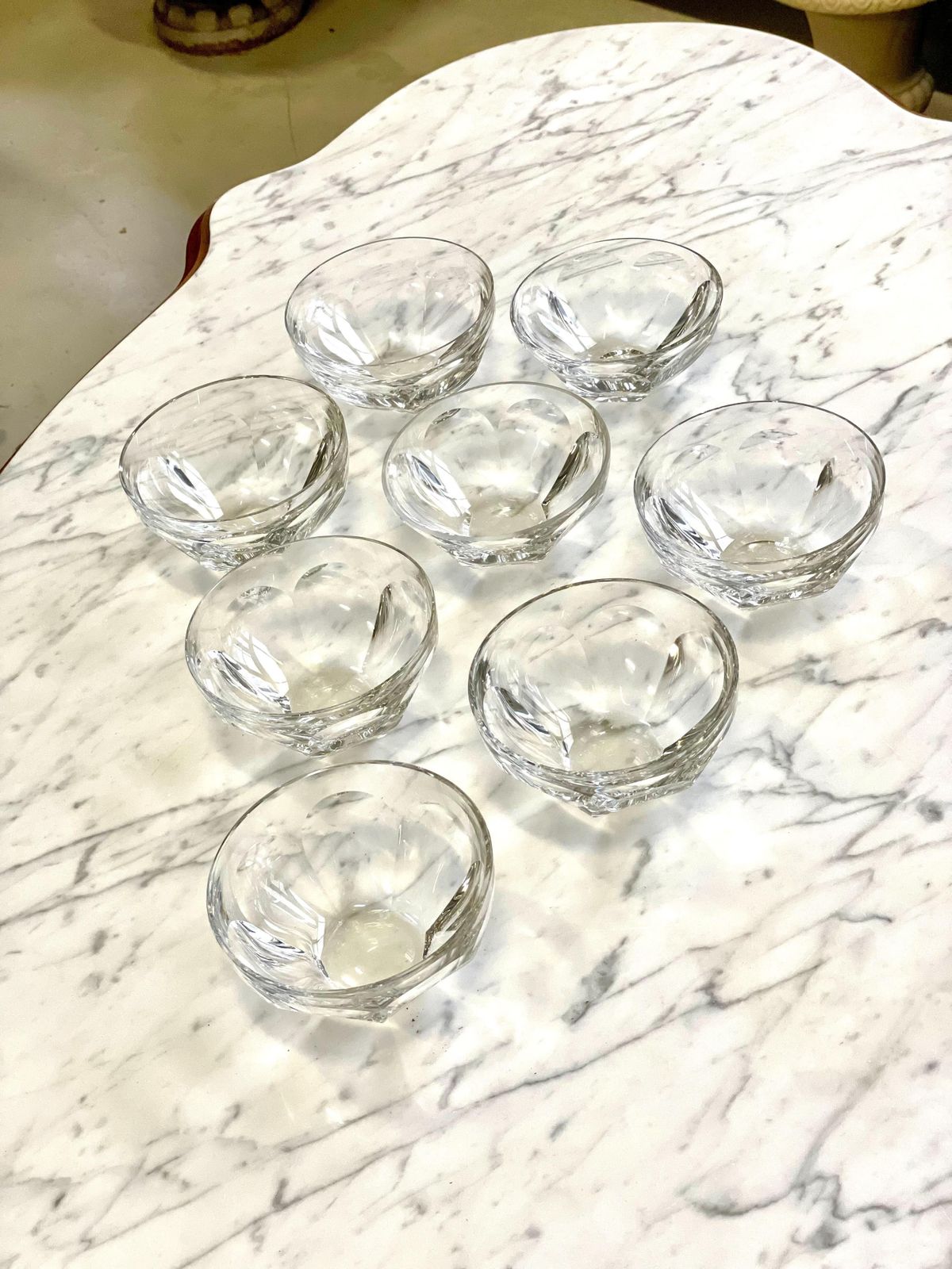 photo buy Set Of 8 Hand Cut Vintage Crystal Bowls By Baccarat, France 20th Century