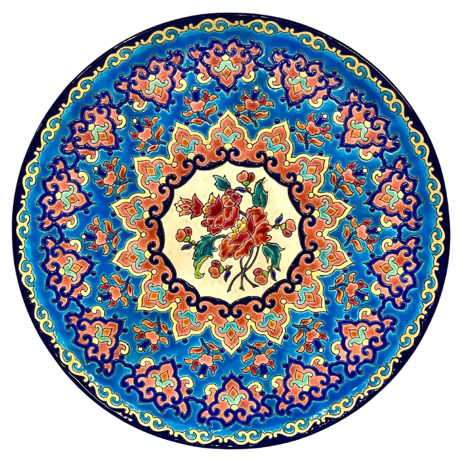 Hand Painted Longwy Centerpiece, Circa 1950