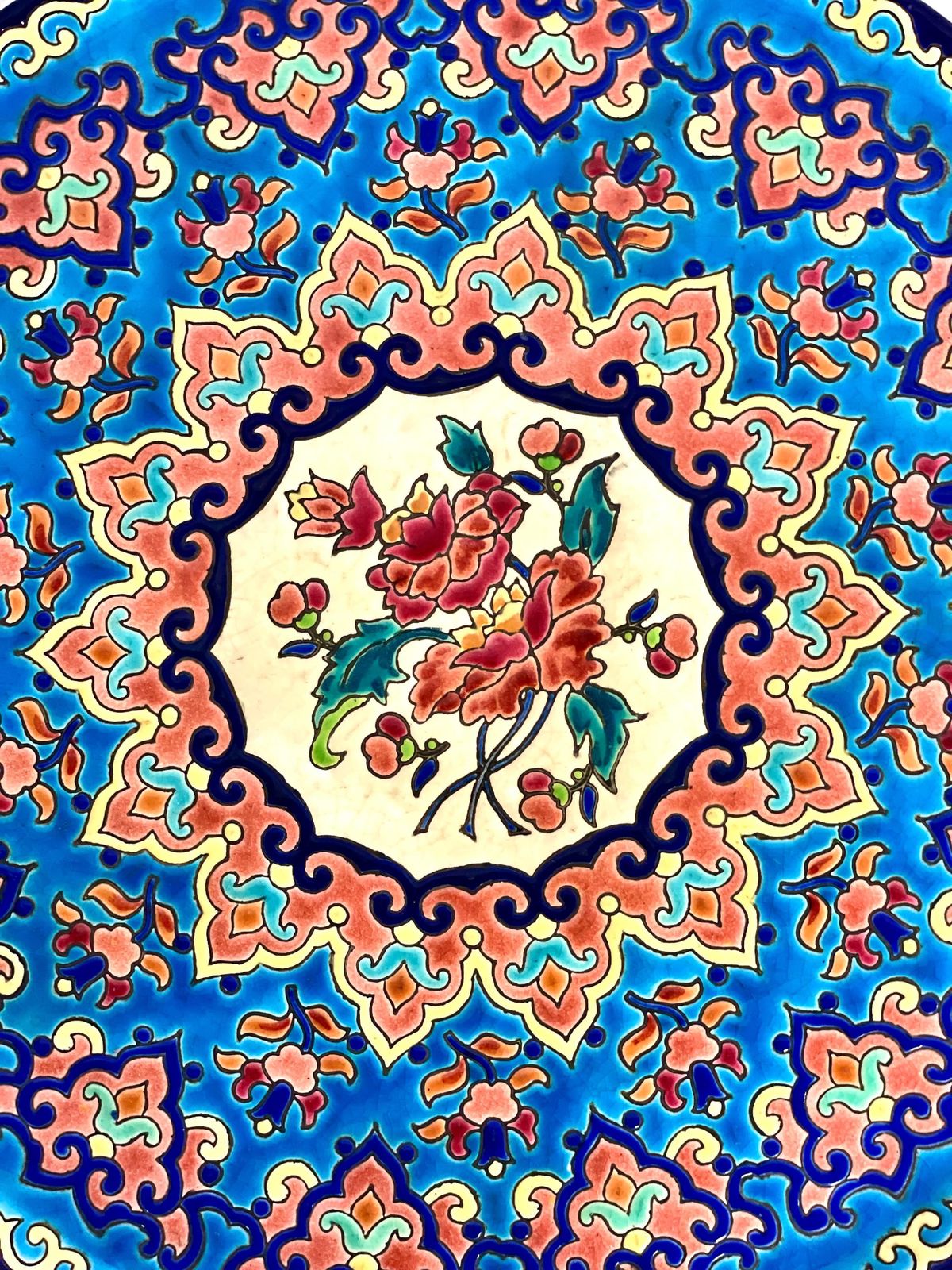 Hand Painted Longwy Centerpiece, Circa 1950 photo vinterior