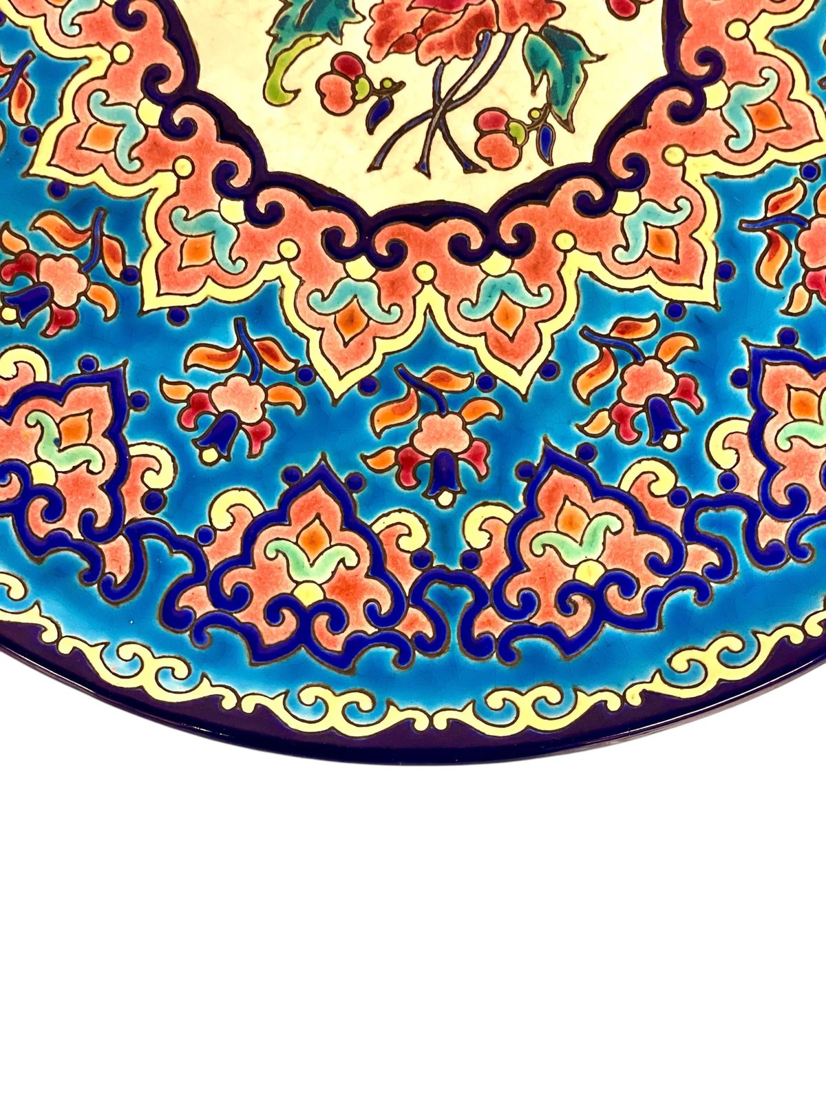 photo furniture Hand Painted Longwy Centerpiece, Circa 1950