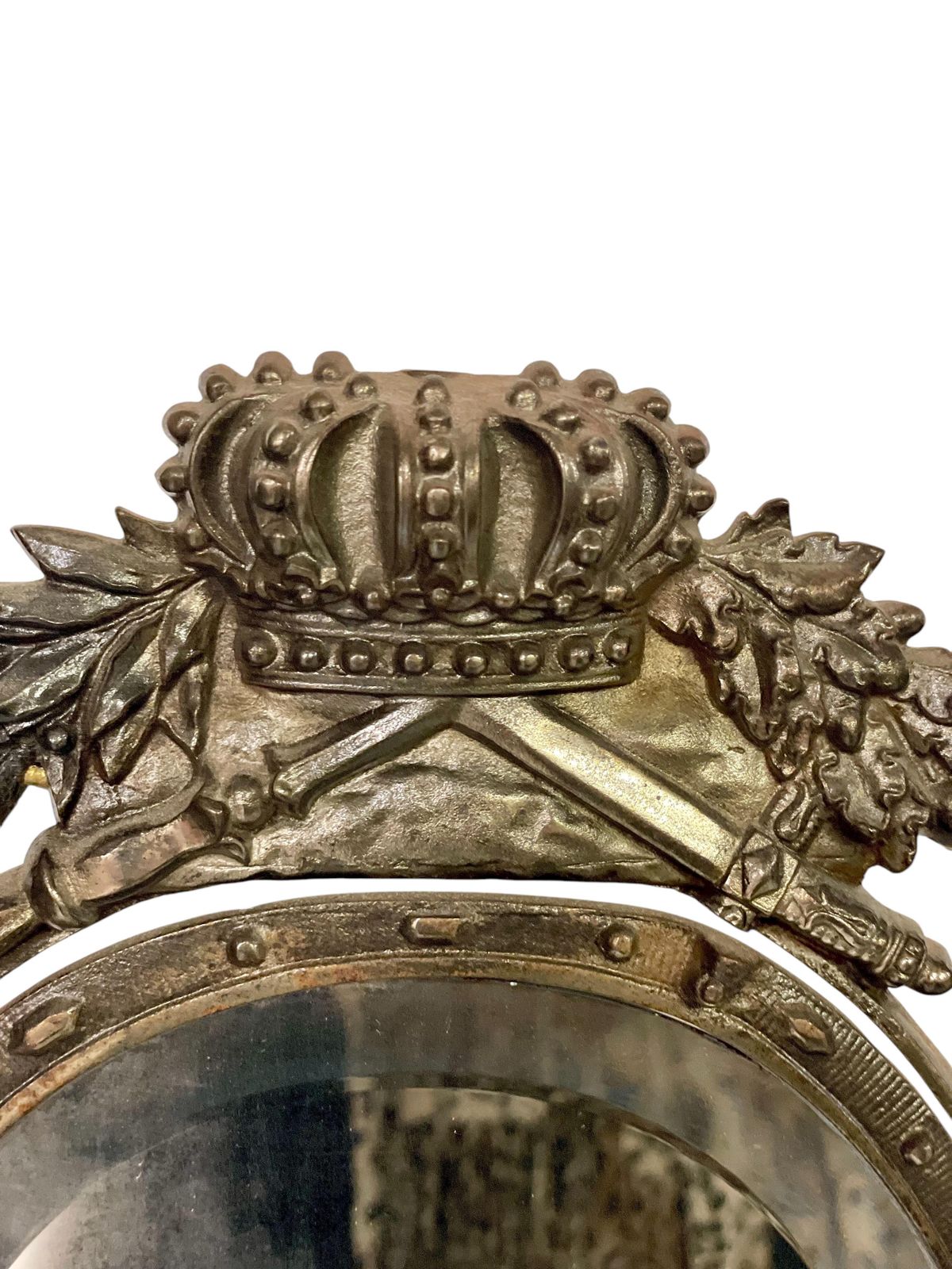 19th Century Cast And Gilt Iron Table Mirror With Heraldic And Knights Motifs photo vintage