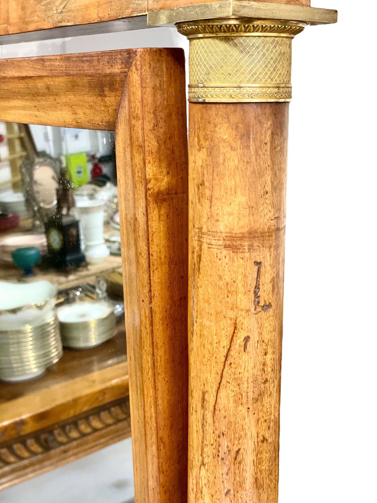 Rare Imposing First Empire Walnut And Gilt Bronze Cheval Mirror photo vintage