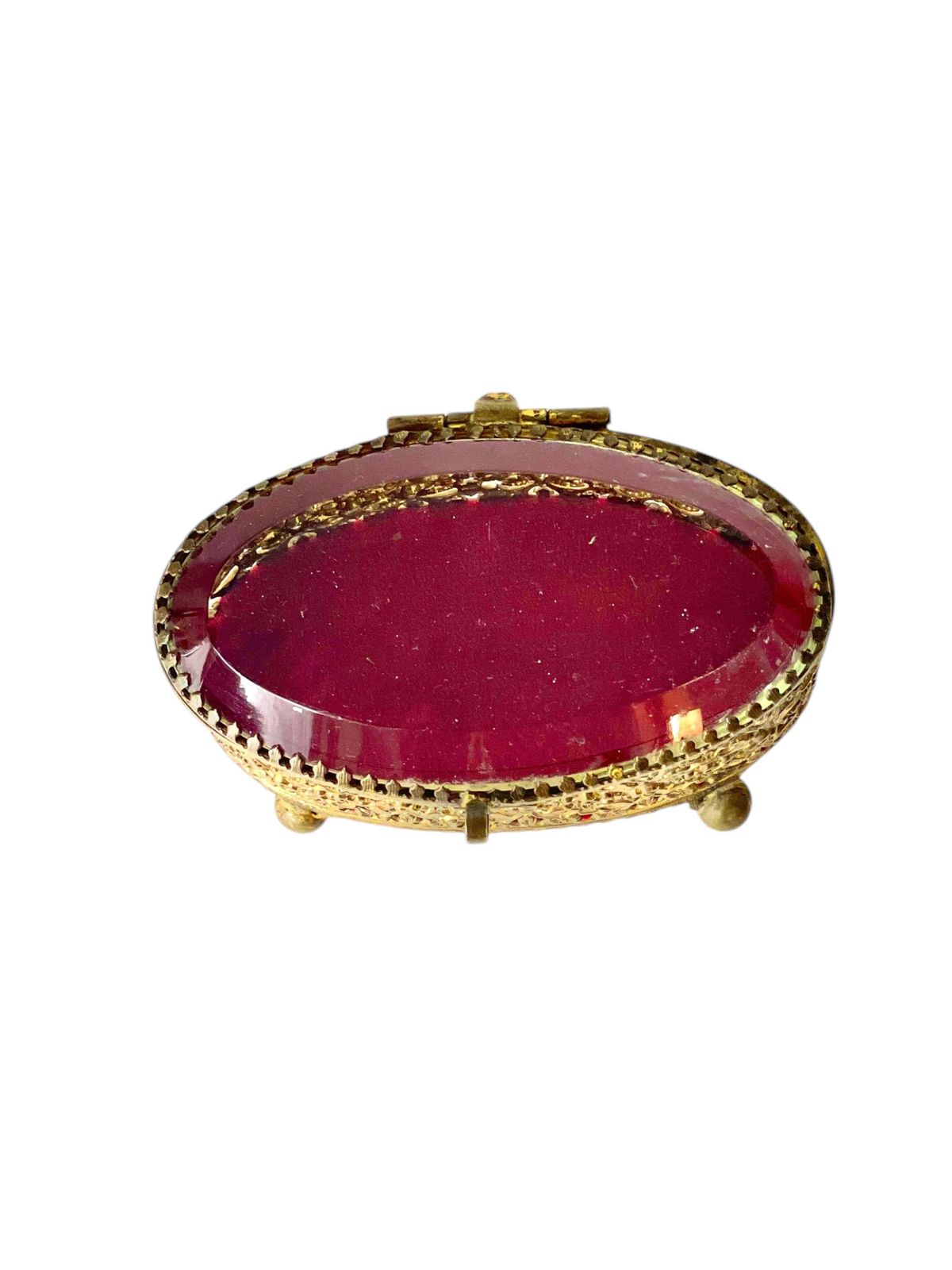 Jewelry Casket In Gilt Bronze And Beveled Glass, 19th Century photo vintage