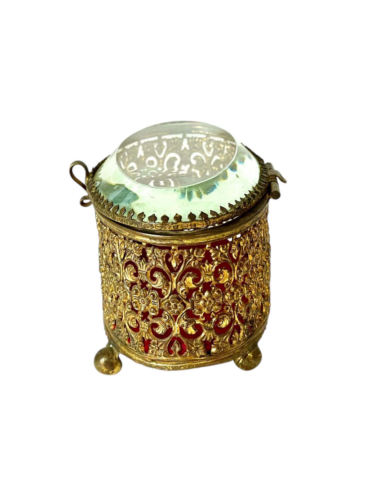 503.0 Jewelry Casket In Gilt Bronze And Beveled Glass, 19th Century photo