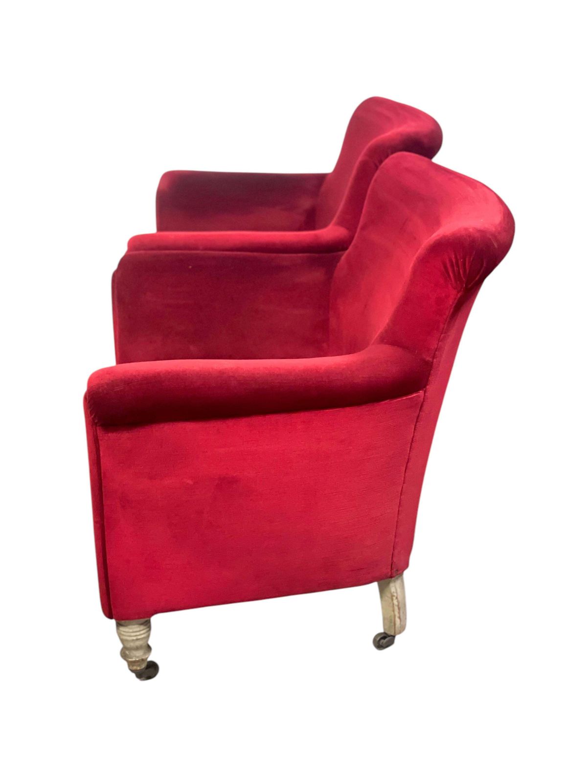 Pair Of Napoleon III Period Crimson Velvet Bergere Chairs With Wheels photo vinterior
