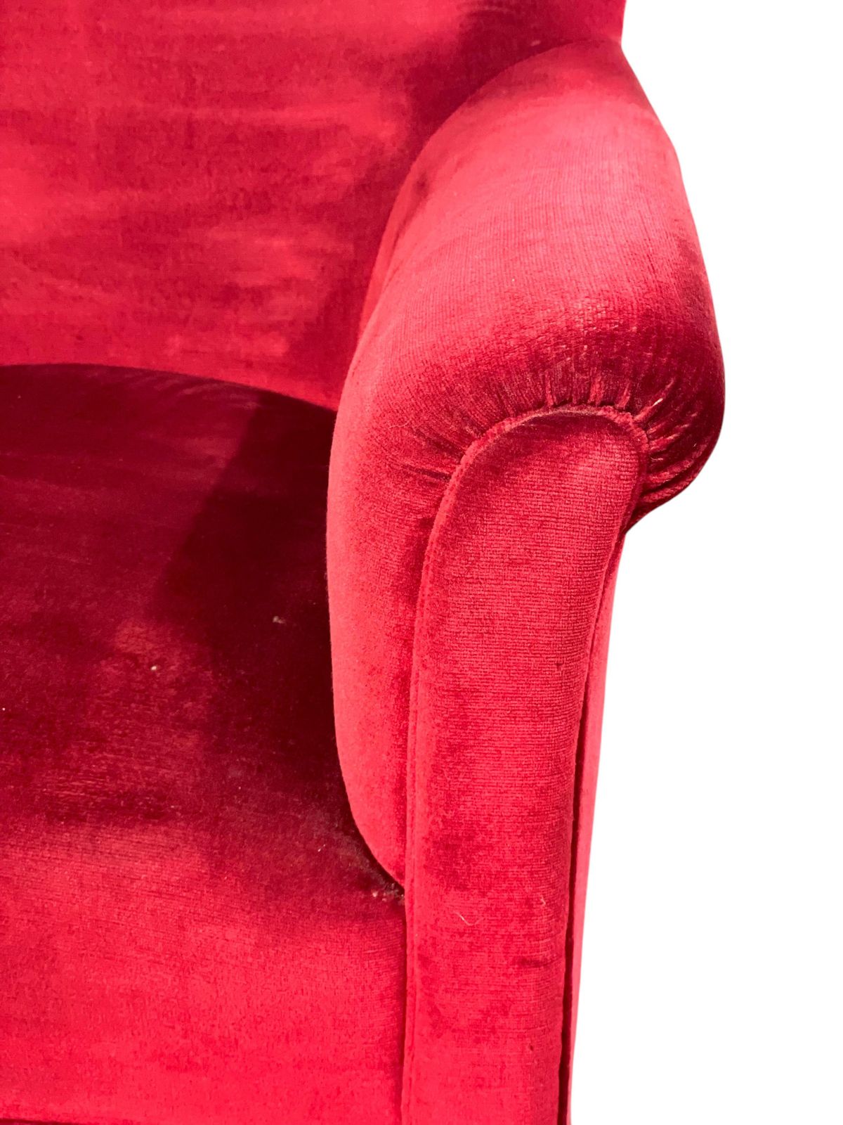photo vintage Pair Of Napoleon III Period Crimson Velvet Bergere Chairs With Wheels