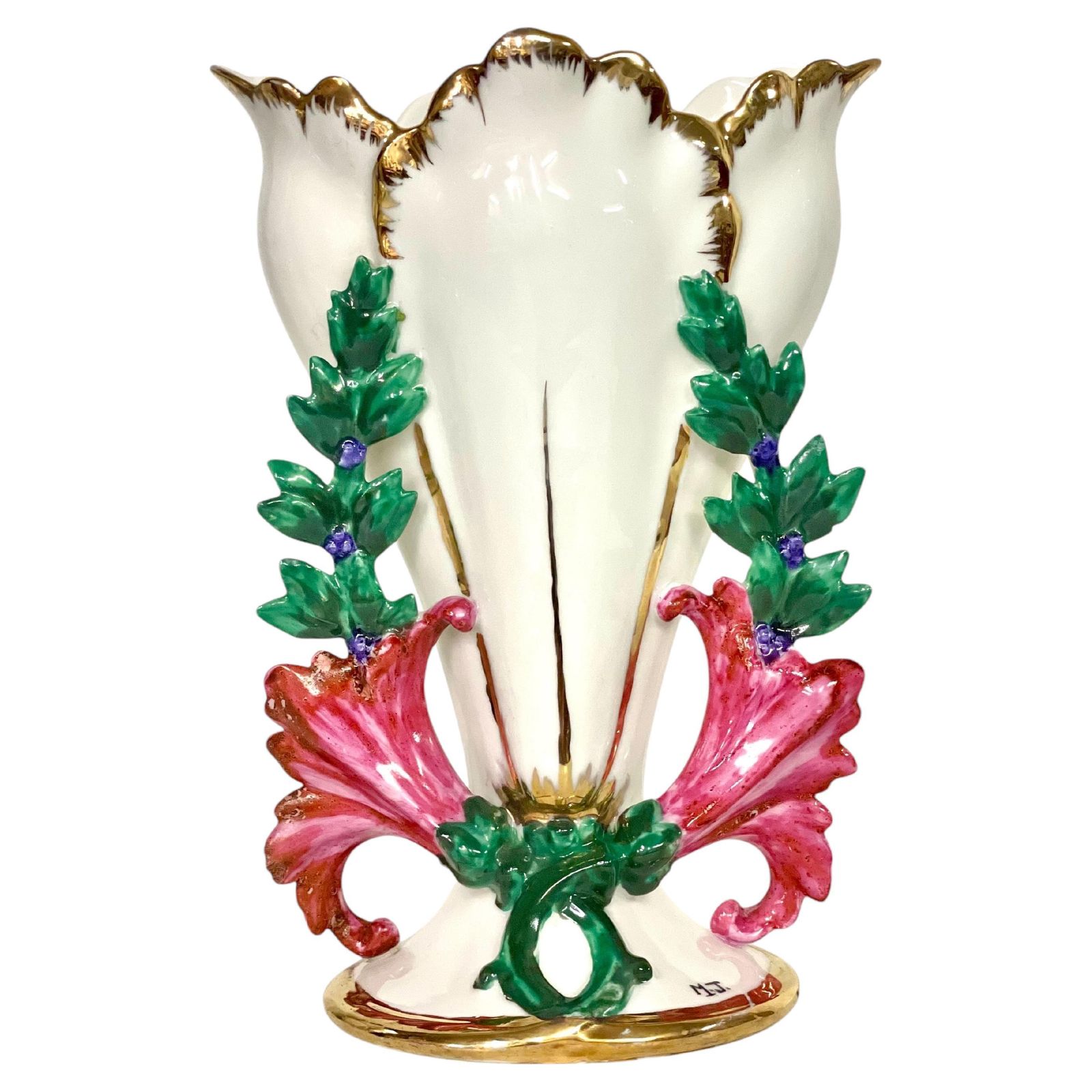 19th Century Porcelain Wedding Vase With Gilded Accents