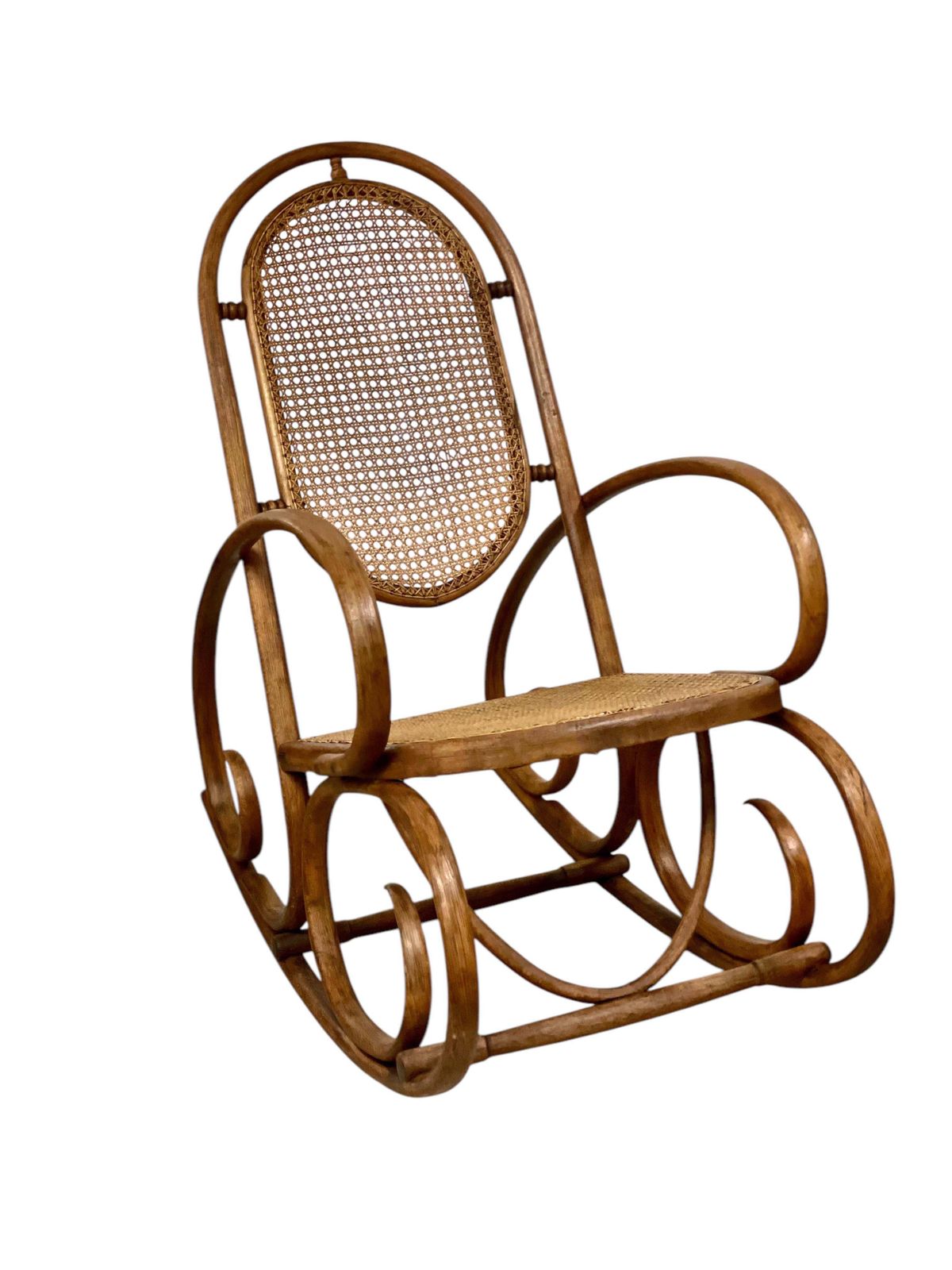 photo furniture 19th Century Rare Pair Of Beechwood And Cane Rocking Chairs