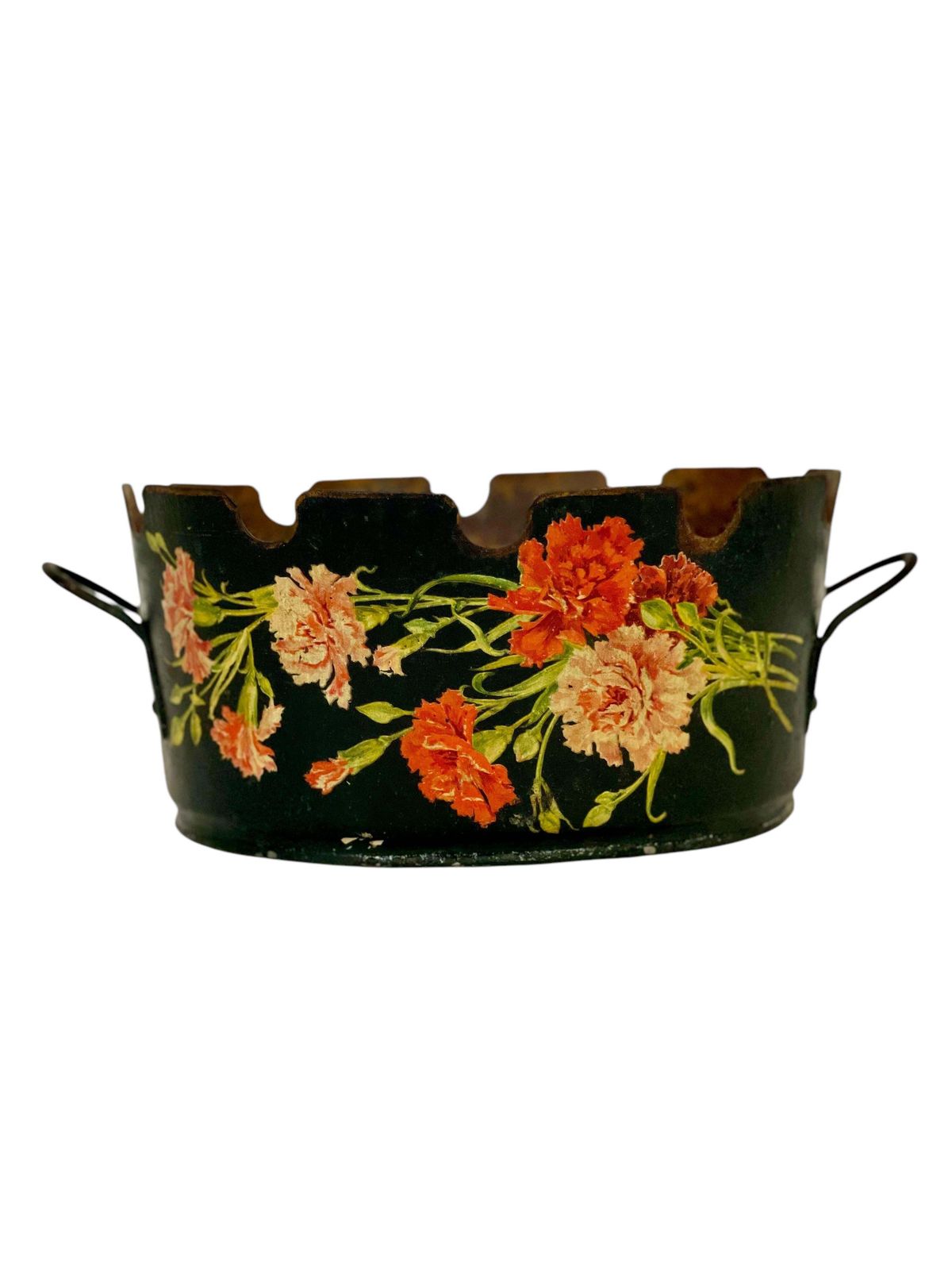 19th Century Exquisite Hand Painted Petite Cachepot photo Home Decor