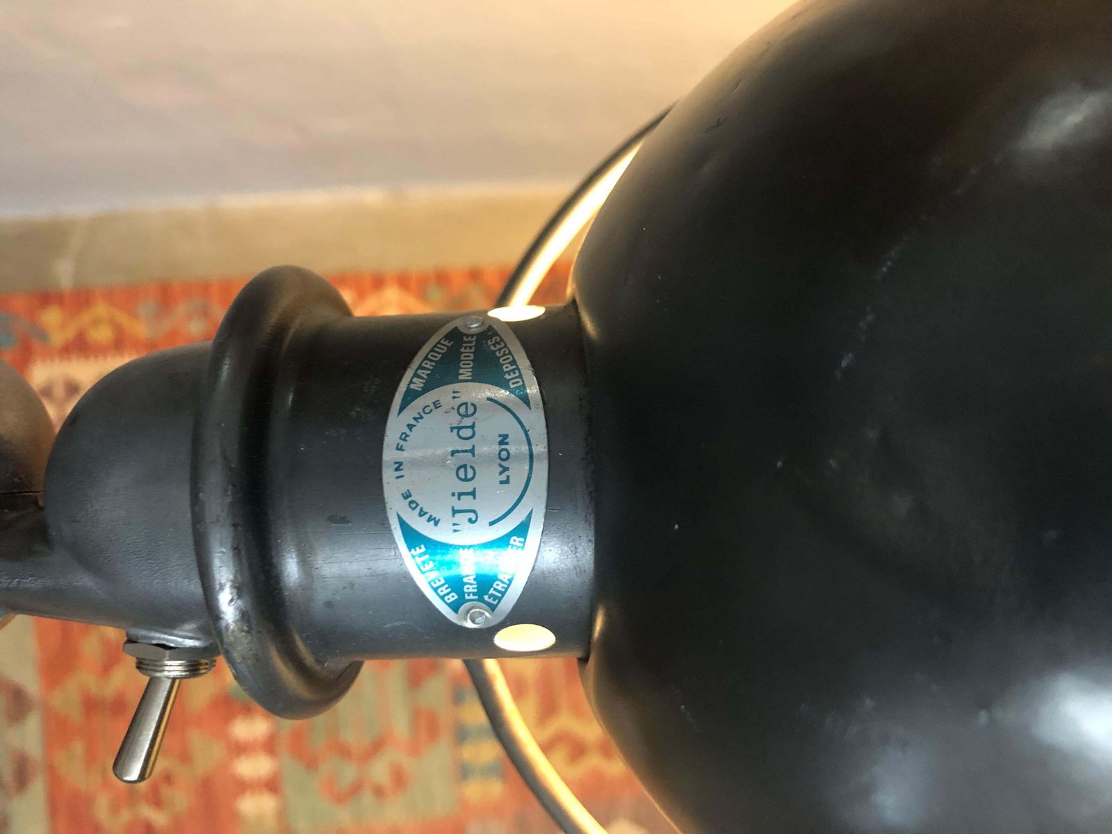photo buy Vintage Jielde Double Armed Industrial Floor Lamp Mounted On To A V8 Flathead